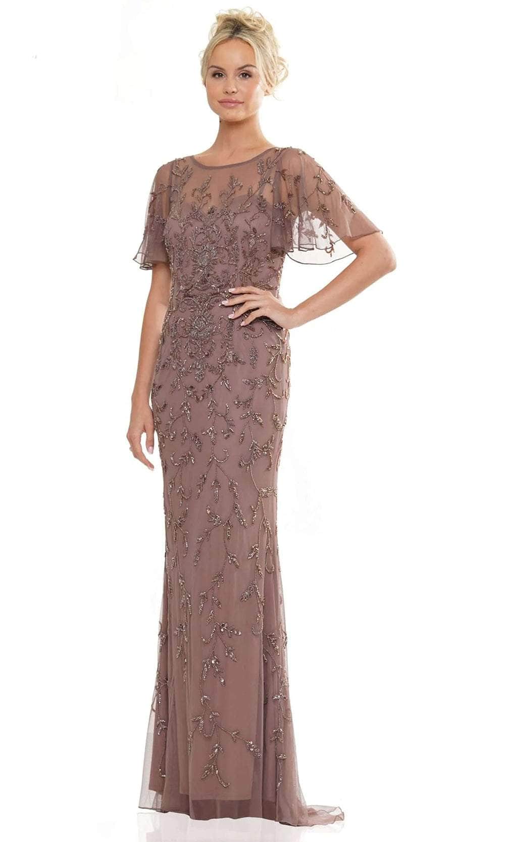 Marsoni by Colors MV1281 - Flutter Sleeve Evening Dress - back view