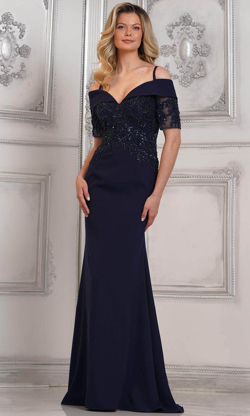 Marsoni by Colors MV1295 - Off Shoulder Illusion Sleeve Formal Gown - view 4