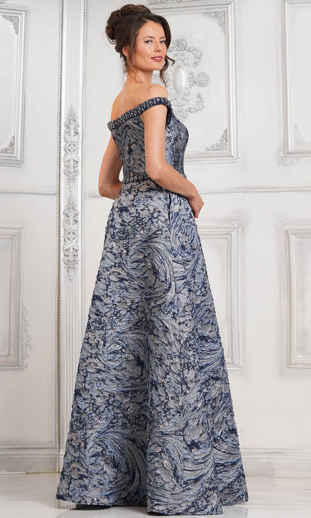 Marsoni by Colors MV1299 - Off-Shoulder Beaded Long Gown - back view