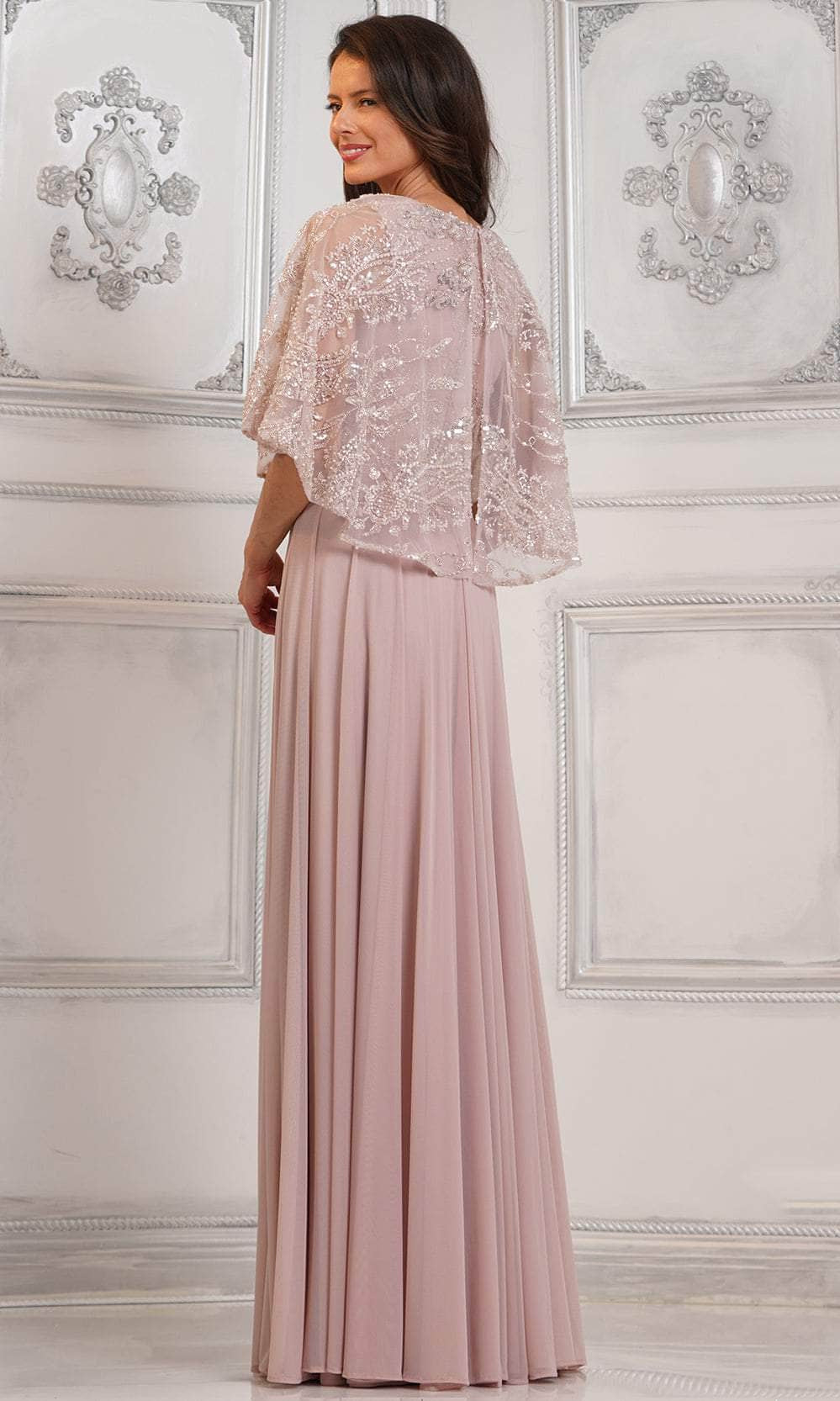 Marsoni by Colors MV1302 - Embellished Cape Evening Dress - detail view