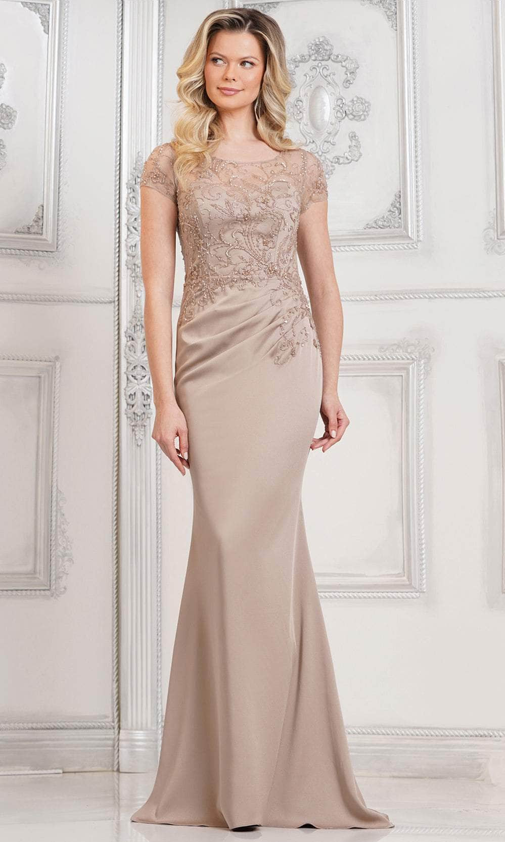 Marsoni by Colors MV1317 - Short Sleeve Embellished Evening Dress - view 4