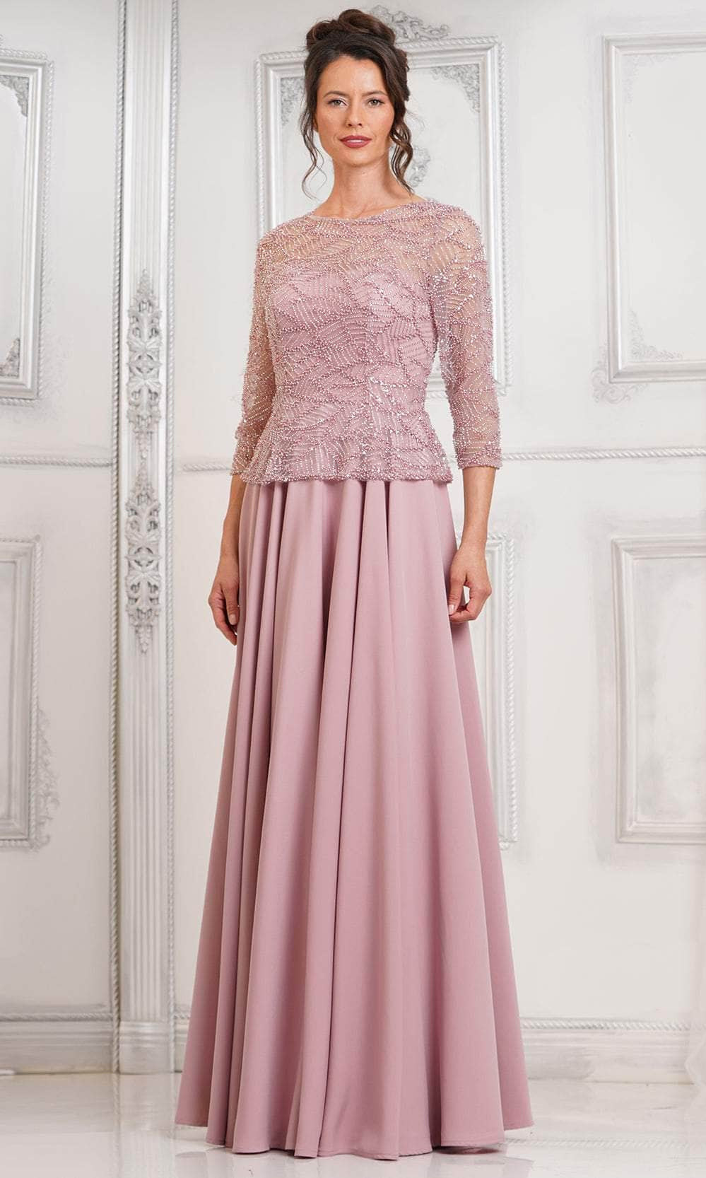 Marsoni by Colors MV1319-1 - Beaded Quarter Sleeve Long Dress - view 4