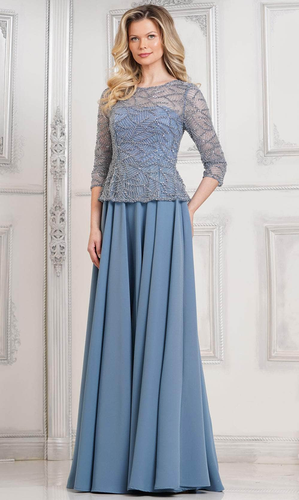 Marsoni by Colors MV1319-1 - Beaded Quarter Sleeve Long Dress - view 5