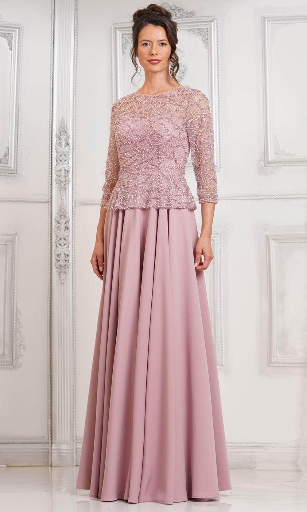 Marsoni by Colors MV1319 - Quarter Sleeve Beaded Illusion Formal Gown - view 4