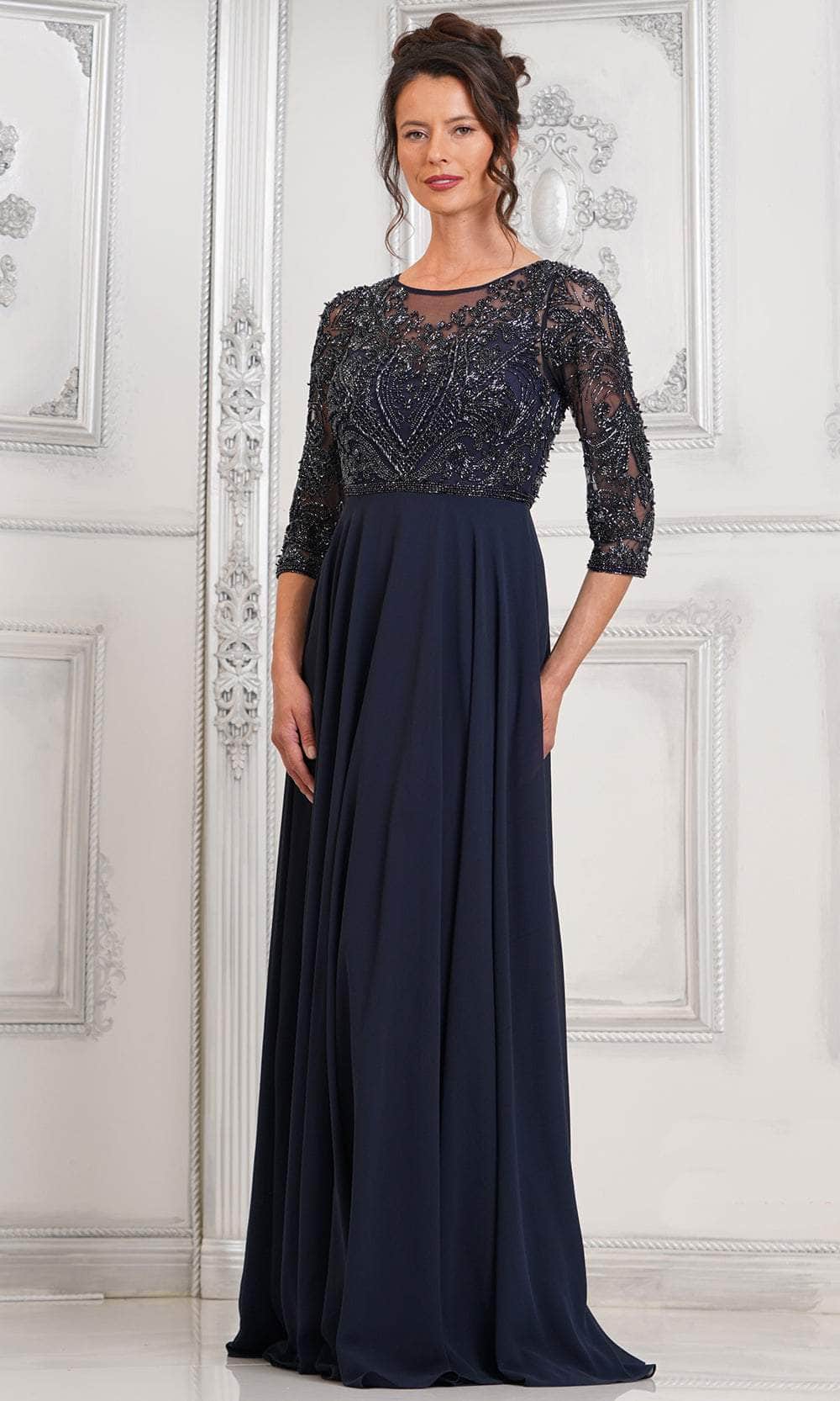 Marsoni by Colors MV1322 - Quarter Sleeve Beaded Evening Dress - view 5