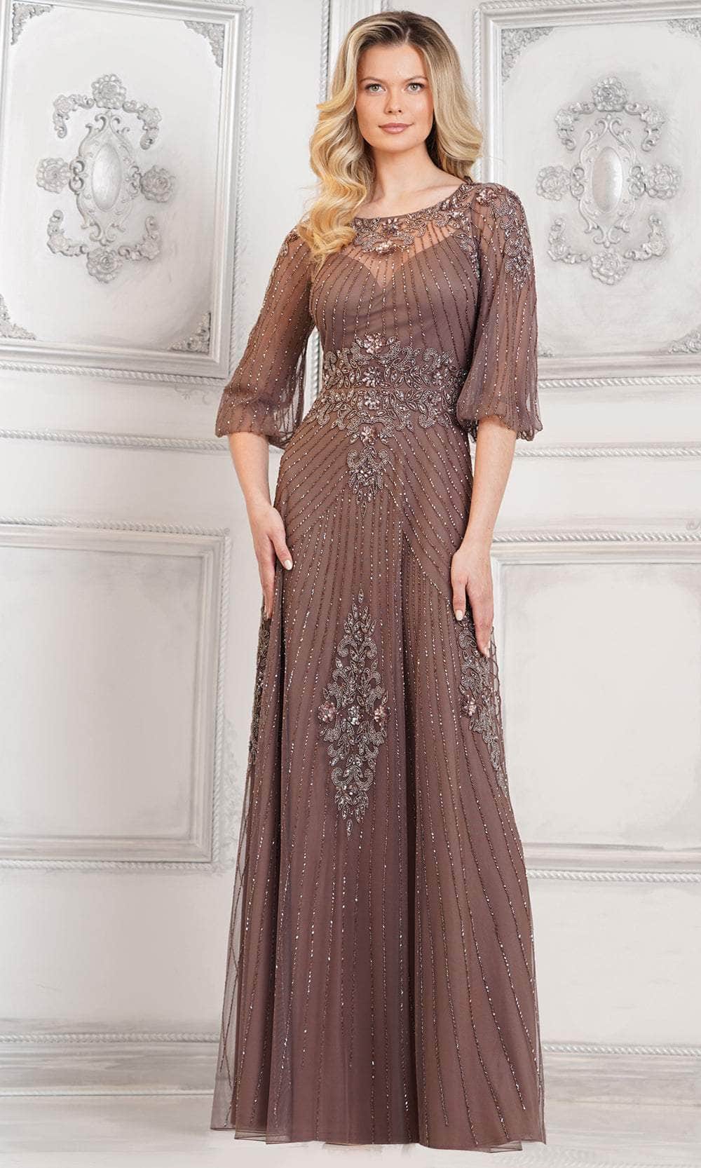 Marsoni by Colors MV1323 - Beaded A-Line Evening Dress - back view