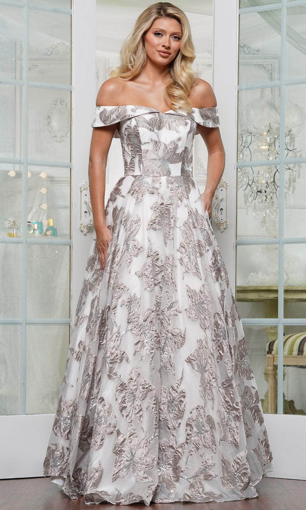Marsoni by Colors MV1324 - Fold-Over Sweetheart Jacquard Formal Gown - view 4