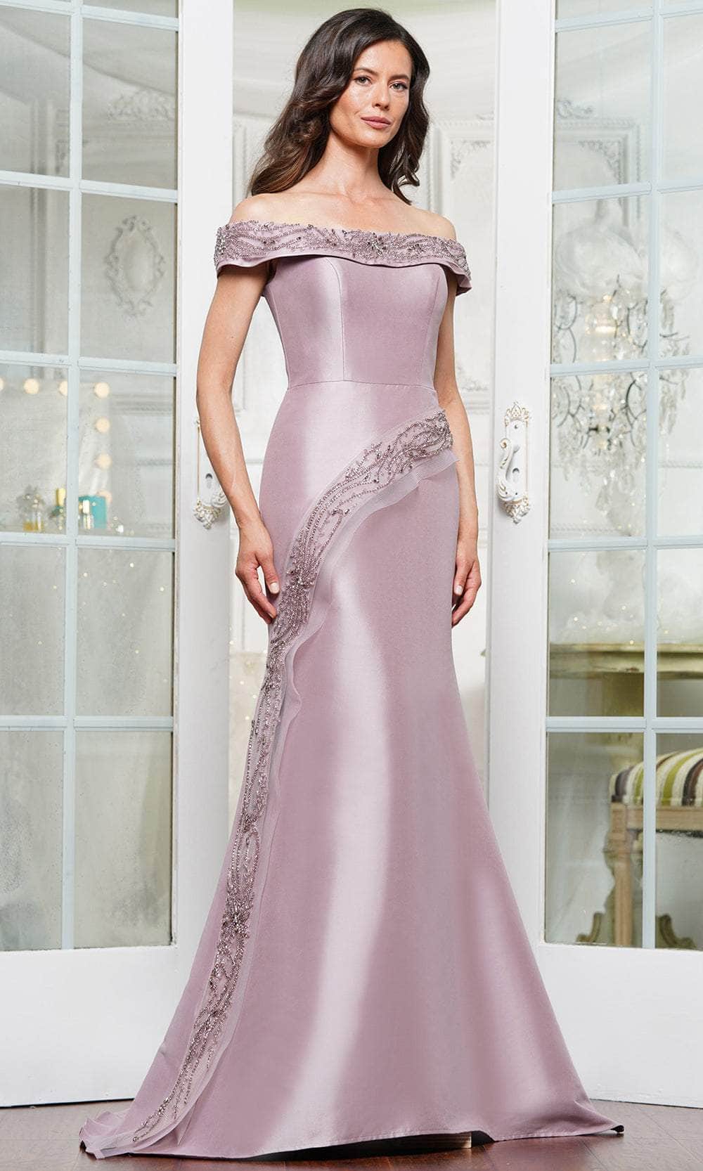 Marsoni by Colors MV1332 - Off-Shoulder Bead Embellished Prom Gown. - view 4