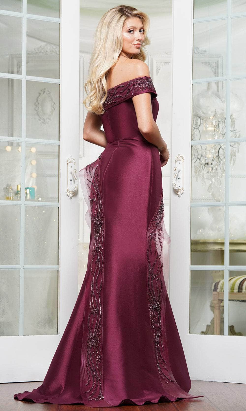 Marsoni by Colors MV1332 - Off-Shoulder Bead Embellished Prom Gown. - detail view