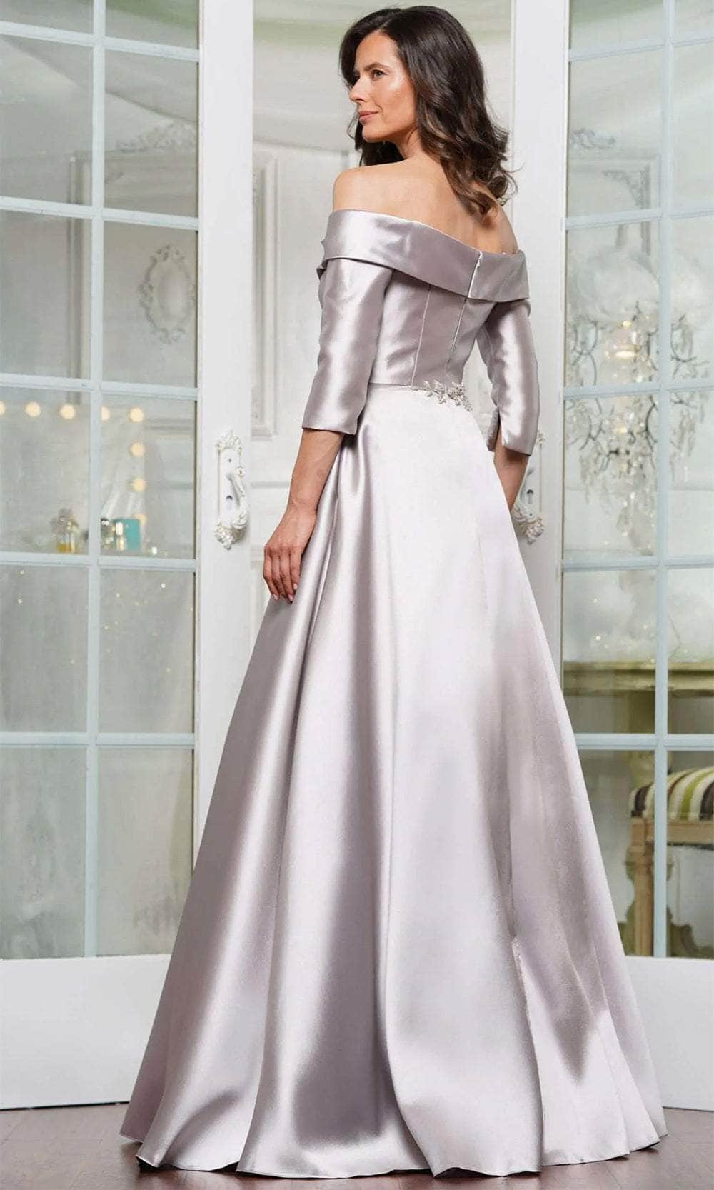 Marsoni by Colors MV1336 - Quarter Sleeve Applique Evening Dress - detail view