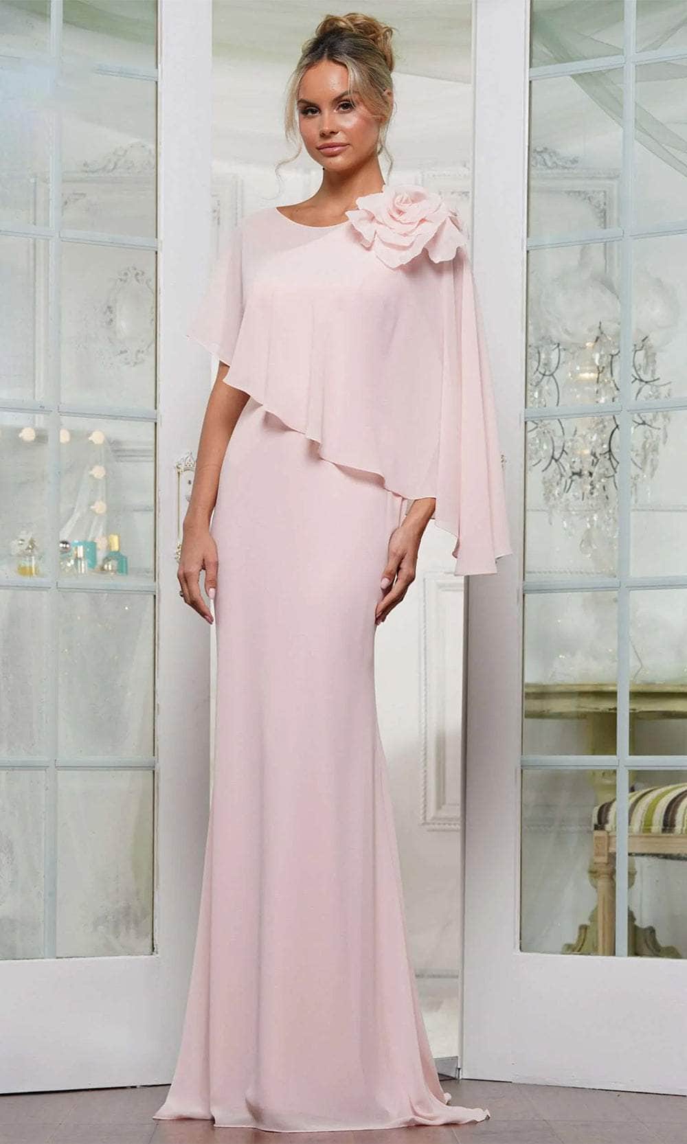 Marsoni by Colors MV1347 - Applique Cape Evening Gown - designer formal gown at Silhouette Dresses