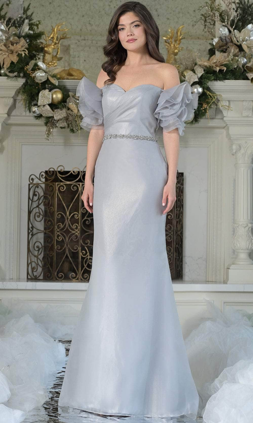 Marsoni by Colors MV1353 - Off Shoulder Puff Sleeve Gown - detail view