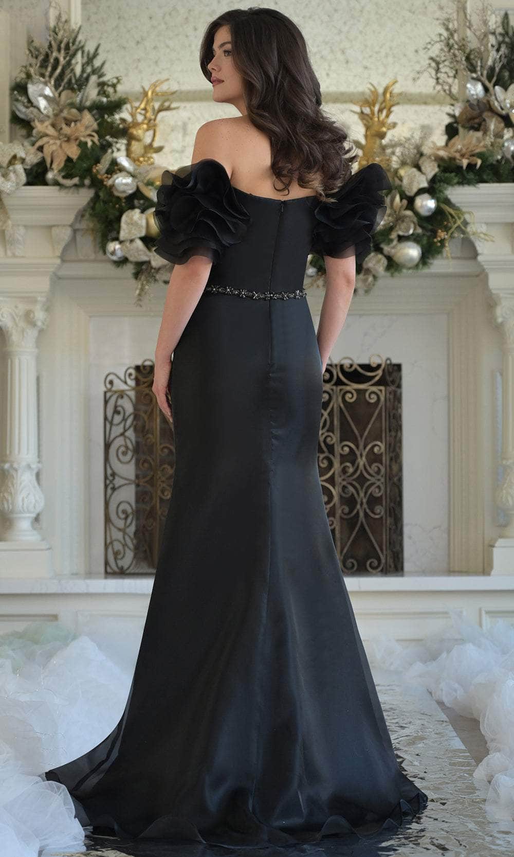 Marsoni by Colors MV1353 - Off Shoulder Puff Sleeve Gown - back view
