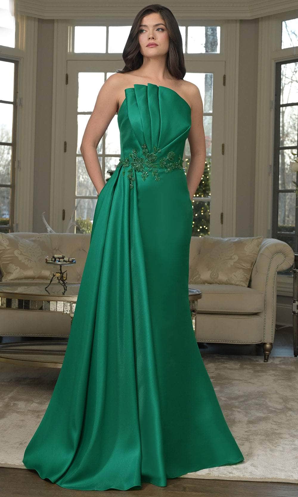 Marsoni by Colors MV1356 - Strapless Gown with Beaded Waist - designer mother of the bride dress at Silhouette Dresses