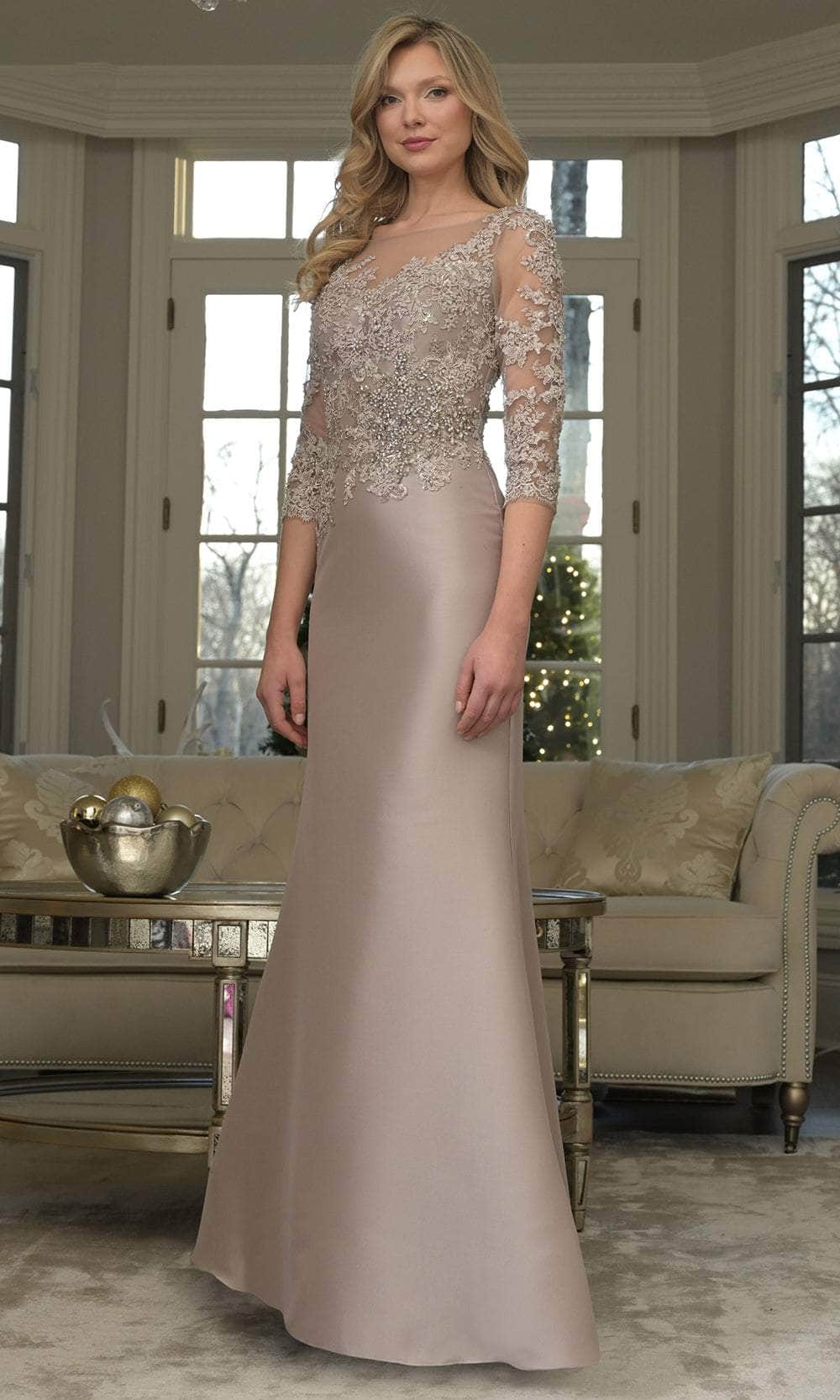 Marsoni by Colors MV1357 - Embroidered Illusion Bodice Gown - back view