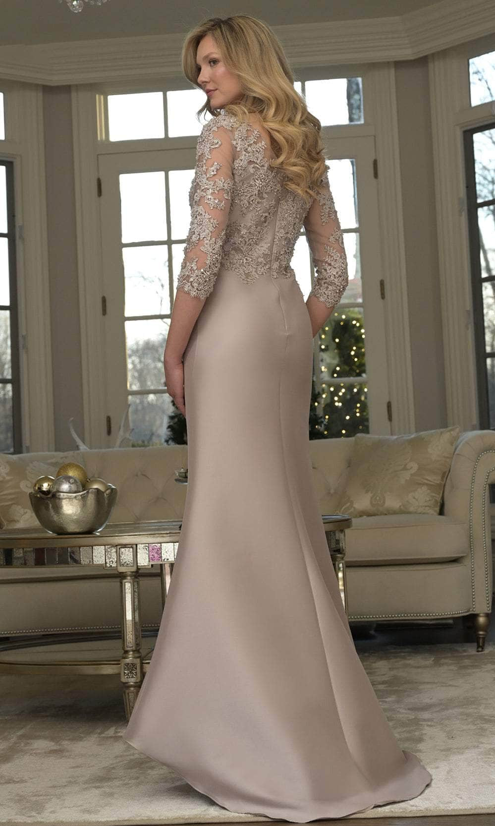Marsoni by Colors MV1357 - Embroidered Illusion Bodice Gown - detail view