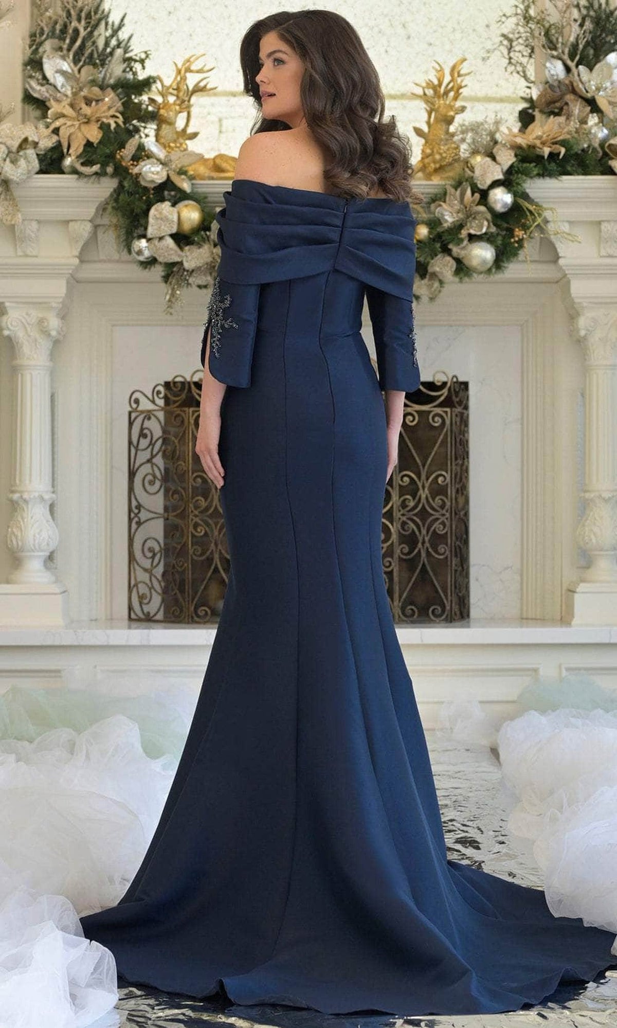 Marsoni by Colors MV1360 - Elegant Off-Shoulder Floor-Length Gown