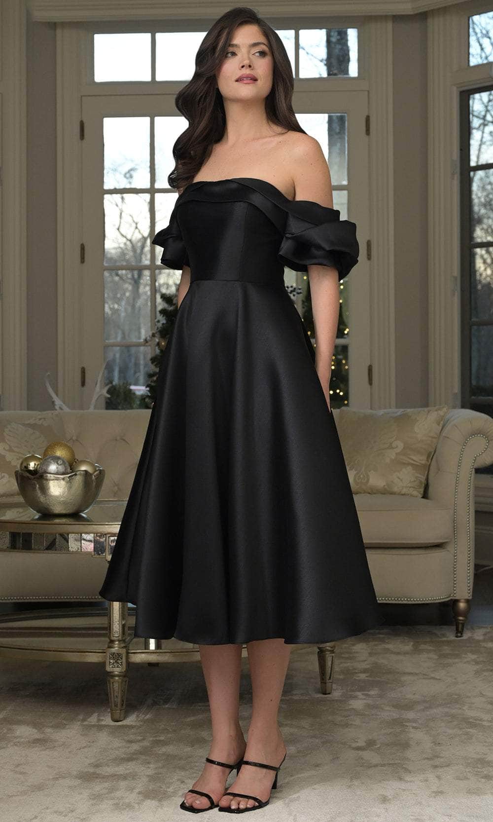 Marsoni by Colors MV1369 - Off Shoulder Tea-Length Dress - designer wedding dress at Silhouette Dresses