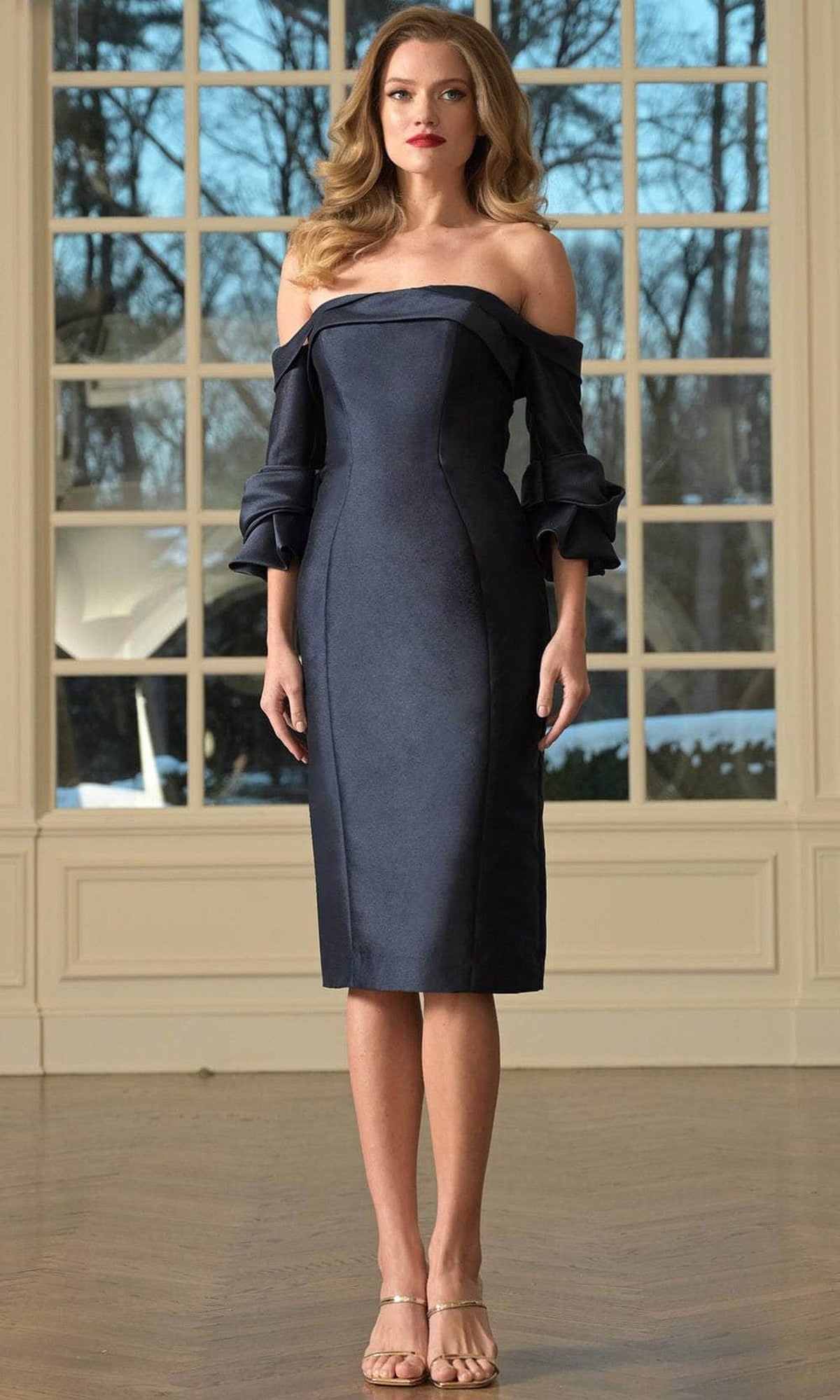 Marsoni by Colors MV1370 - Fitted Off Shoulder Cocktail Dress