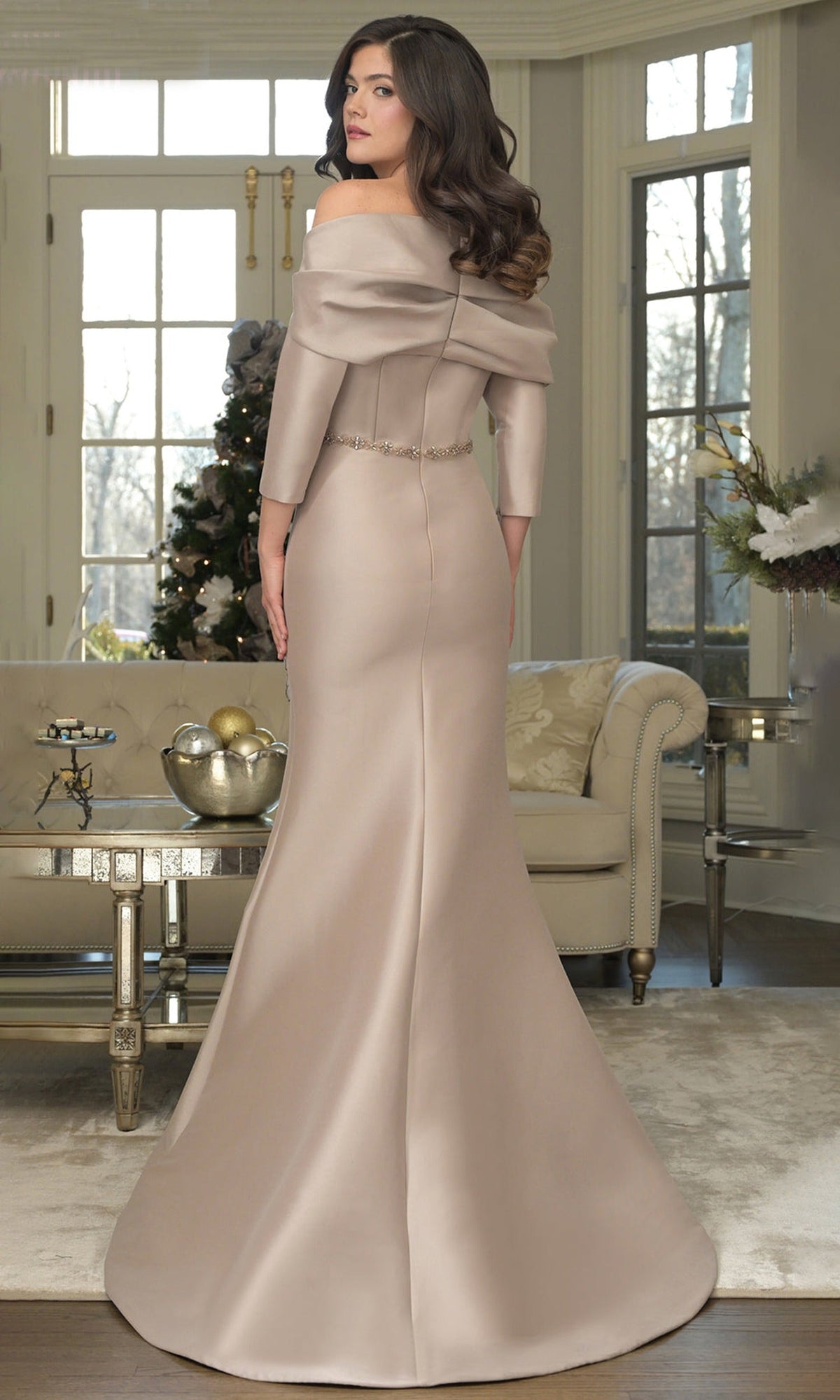 Marsoni by Colors MV1375 - Off Shoulder Asymmetric Formal Gown