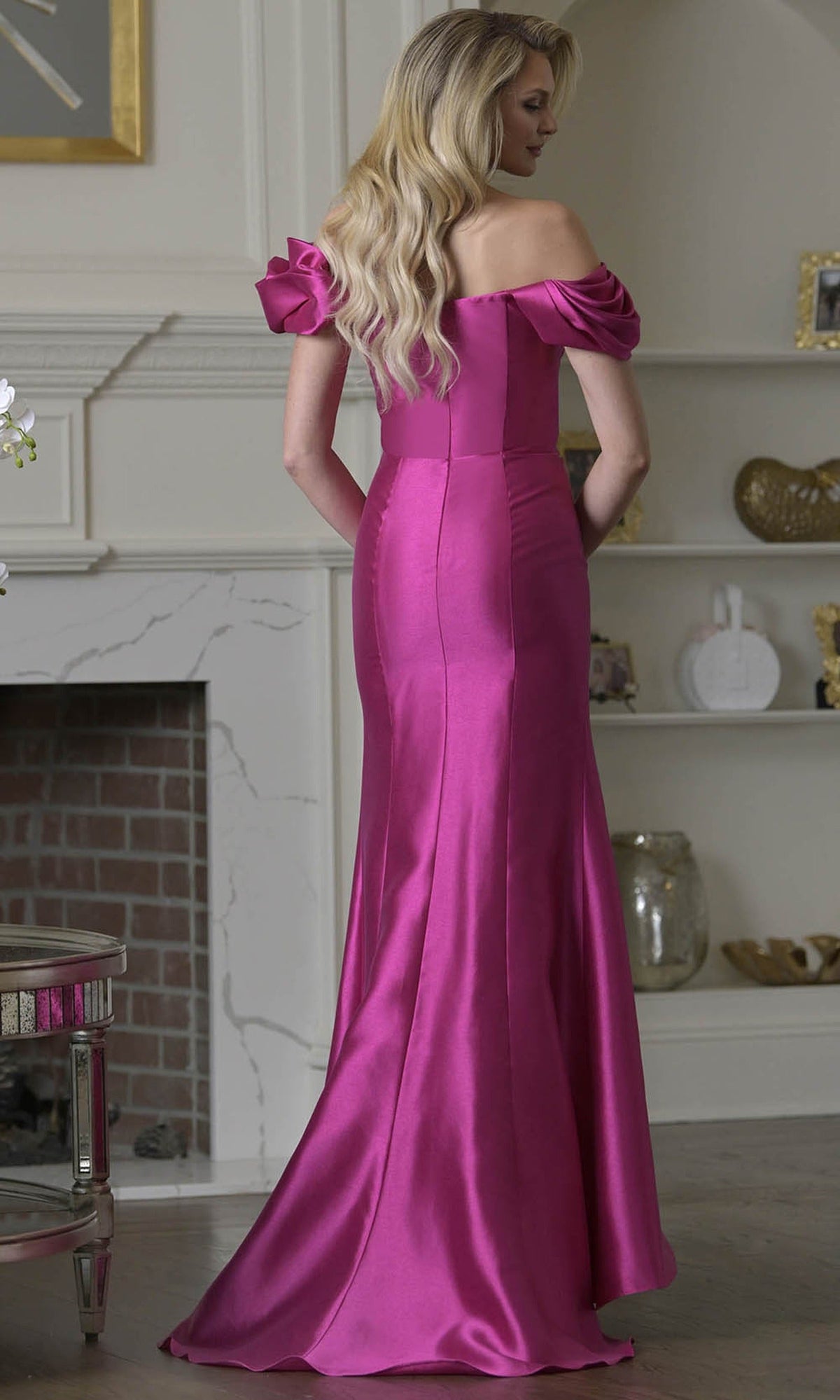 Marsoni by Colors MV1407 - Off Shoulder Draped Mermaid Dress