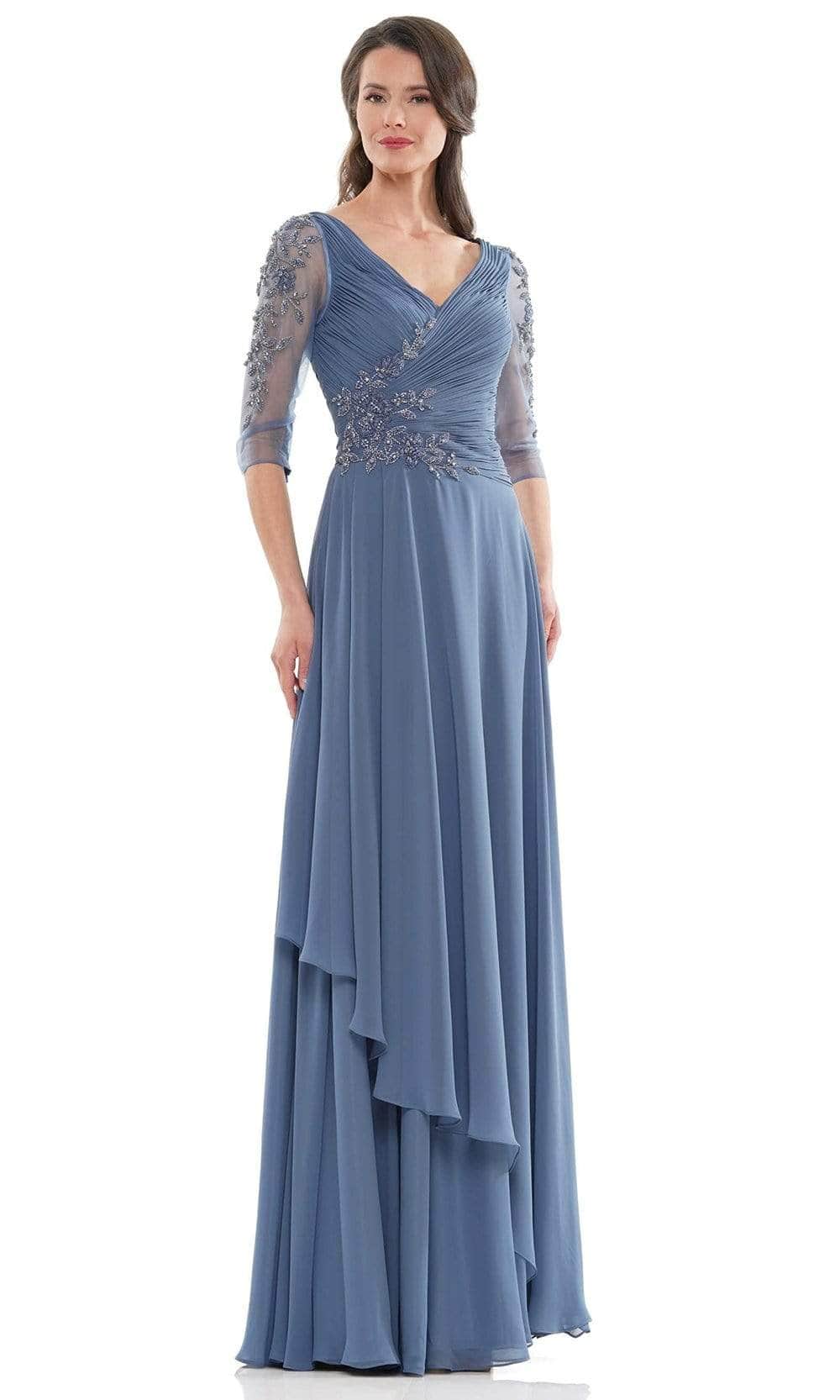 Marsoni by Colors - Quarter Sleeve A-Line Formal Dress MV1135 - designer mother of the bride dress at Silhouette Dresses