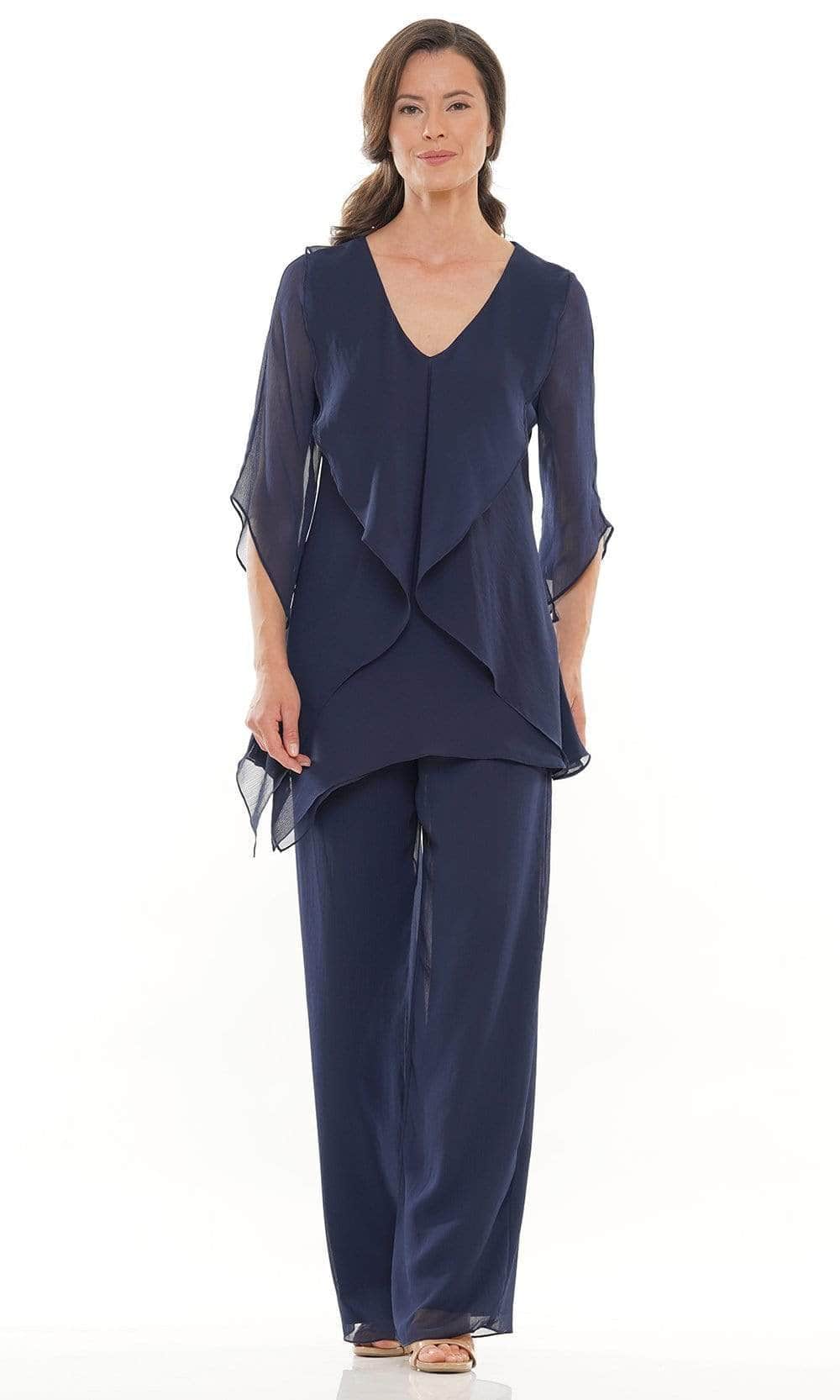 Marsoni by Colors - Ruffle Chiffon Pantsuit M308 - designer formal jumpsuit at Silhouette Dresses