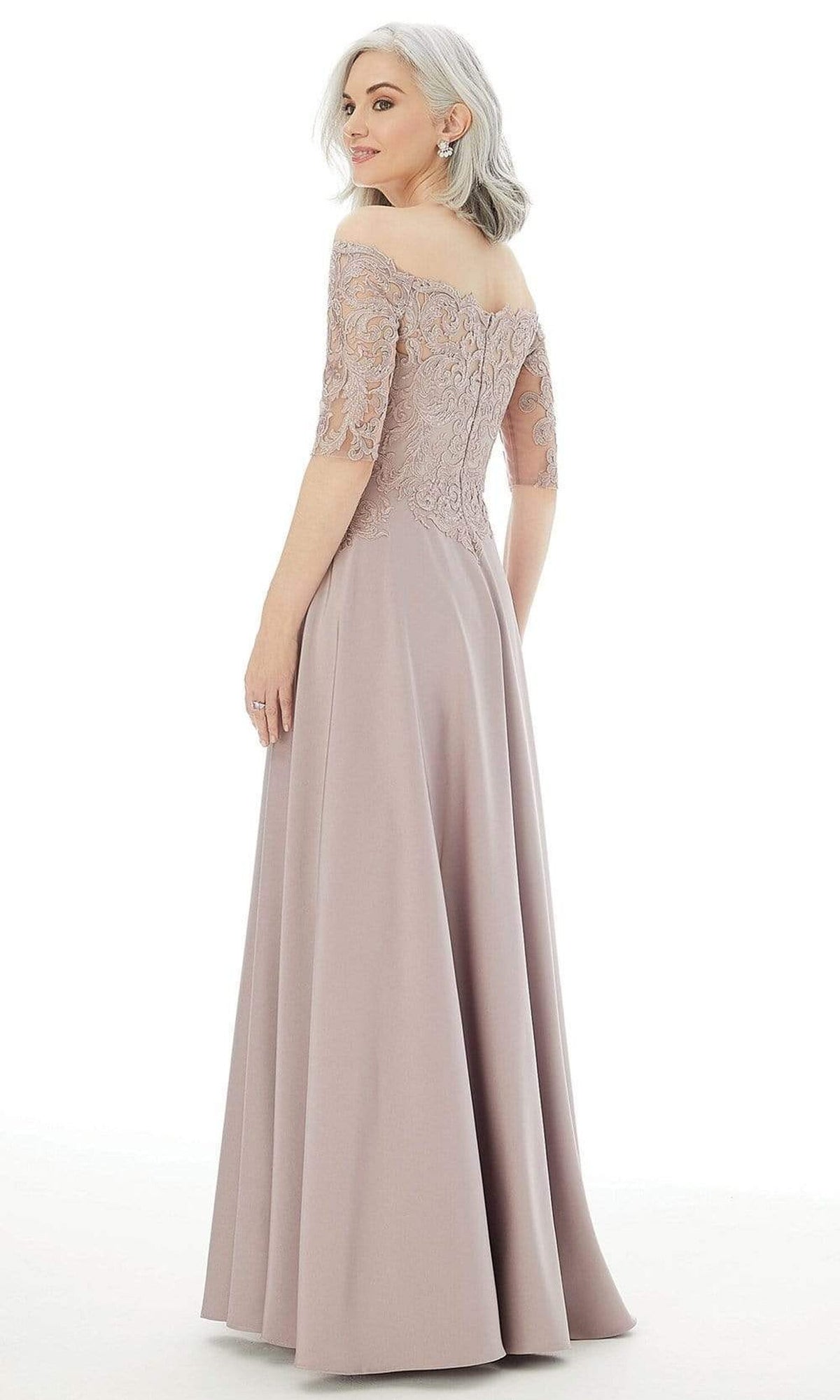 MGNY By Mori Lee - 72220 Off Shoulder Embroidered Lace Crepe Gown