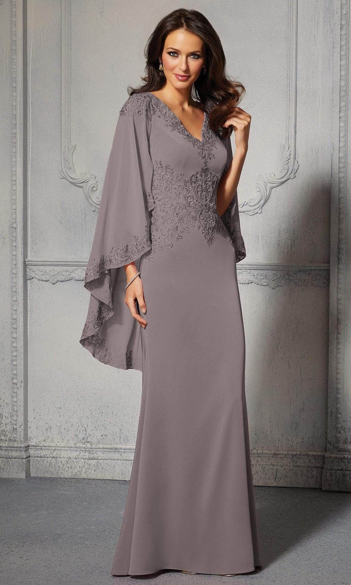 MGNY By Mori Lee - 72401 Capelet Sheath Evening Dress