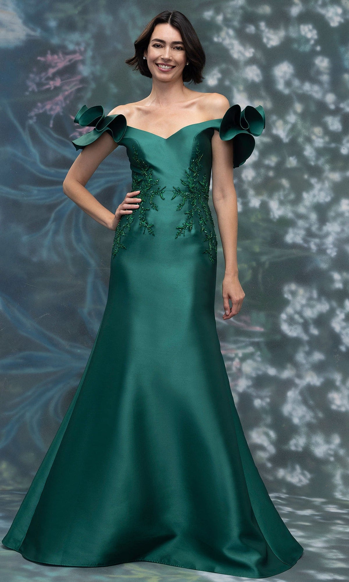 MGNY By Mori Lee 2070003 - Ruffle Sleeve Beaded Embroidered Long Gown