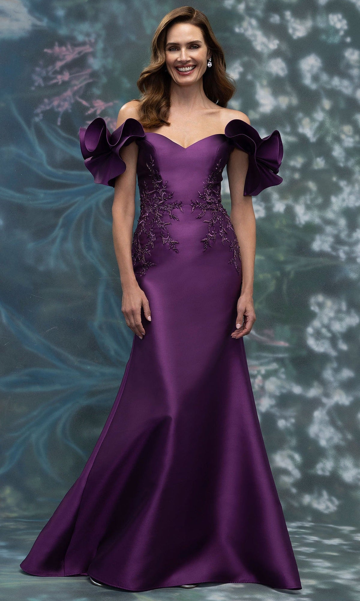 MGNY By Mori Lee 2070003 - Ruffle Sleeve Beaded Embroidered Long Gown
