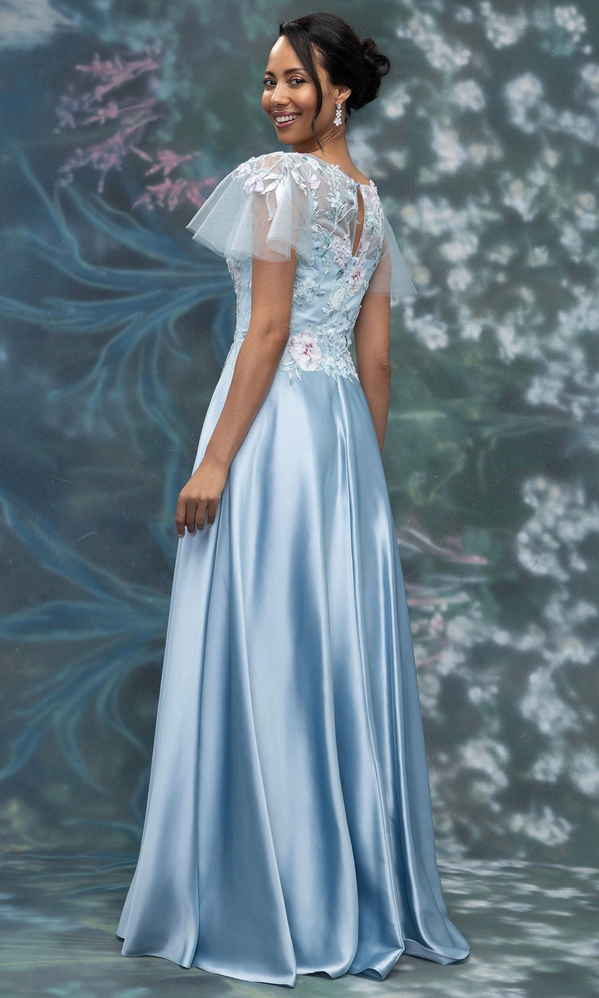 MGNY By Mori Lee 2070006 - Flutter Sleeve Satin Embellished Gown