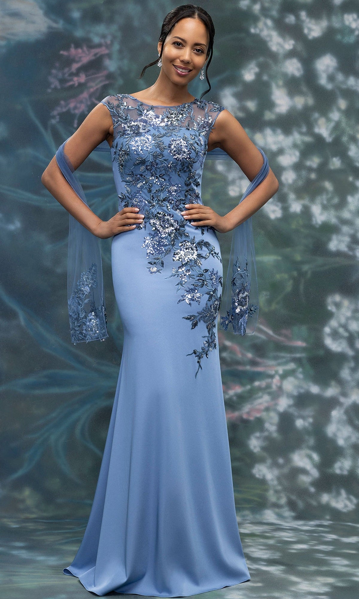 MGNY By Mori Lee 2070032 - Beaded Floral Illusion Jewel Formal Gown