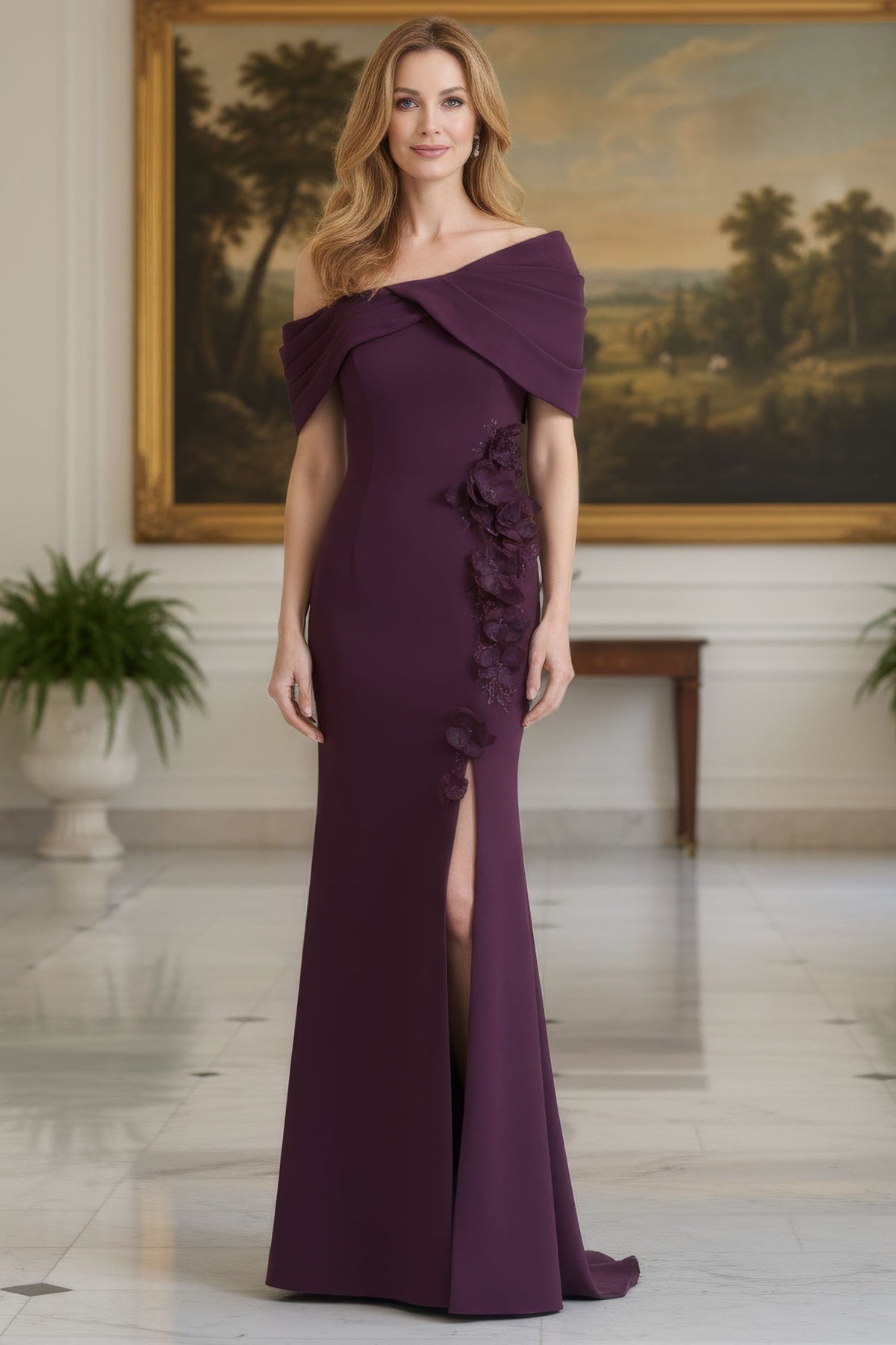 MGNY By Mori Lee 2070047 - Twisted Draped Sleeve Crepe Evening Gown