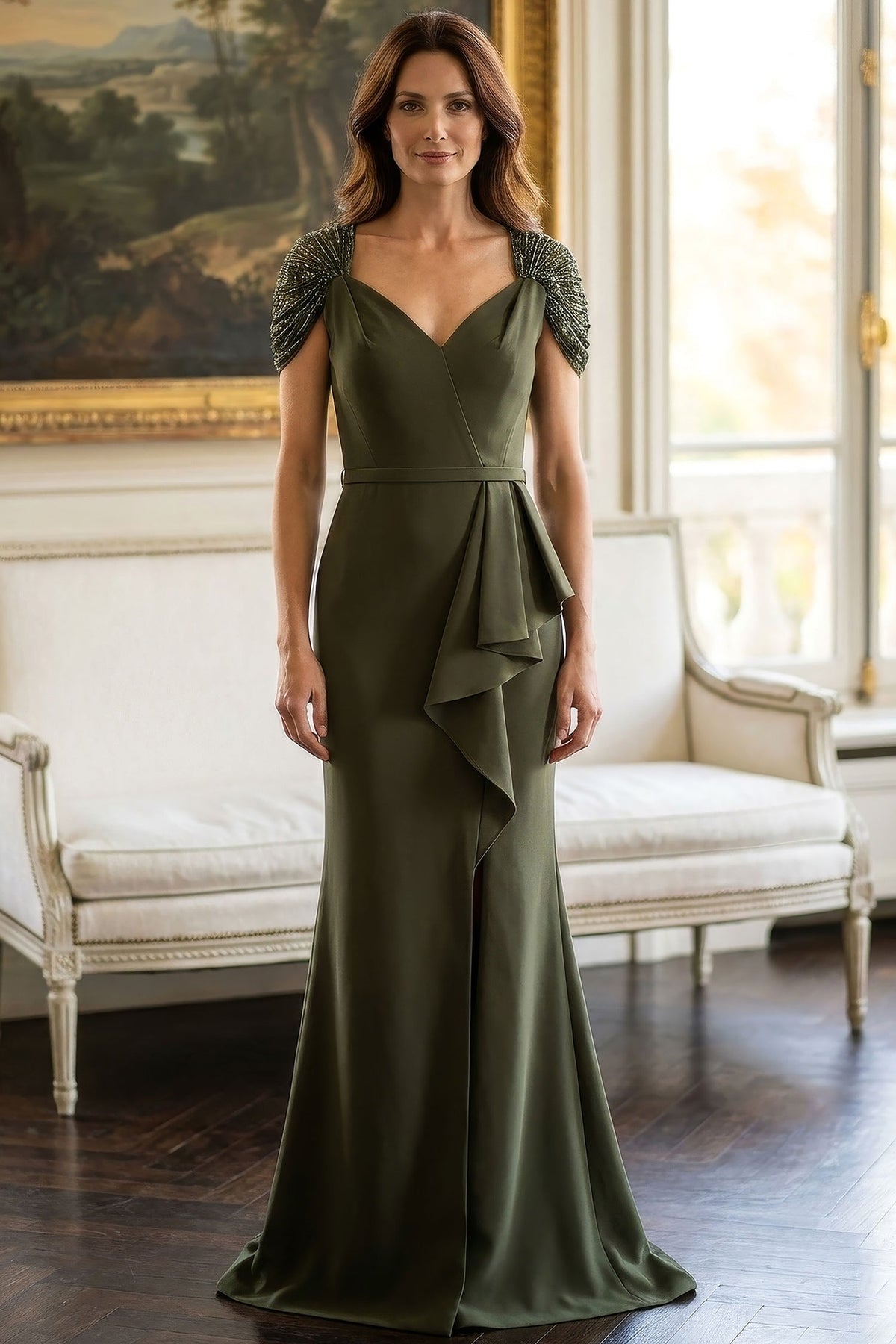MGNY By Mori Lee 2070048 - Beaded Cap Sleeve Sheath Evening Gown
