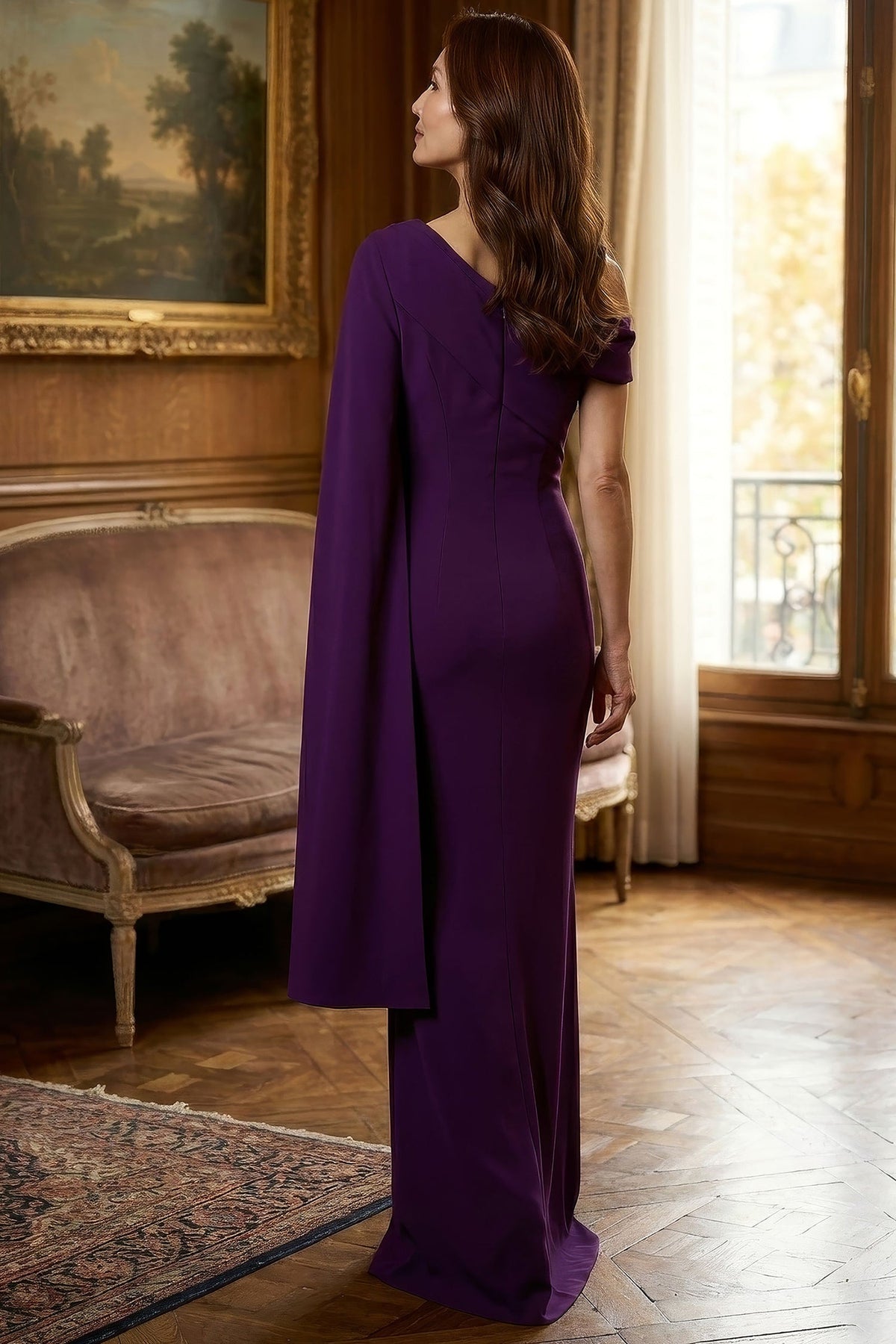 MGNY By Mori Lee 2070051 - Beaded Applique Cape Sleeve Evening Gown