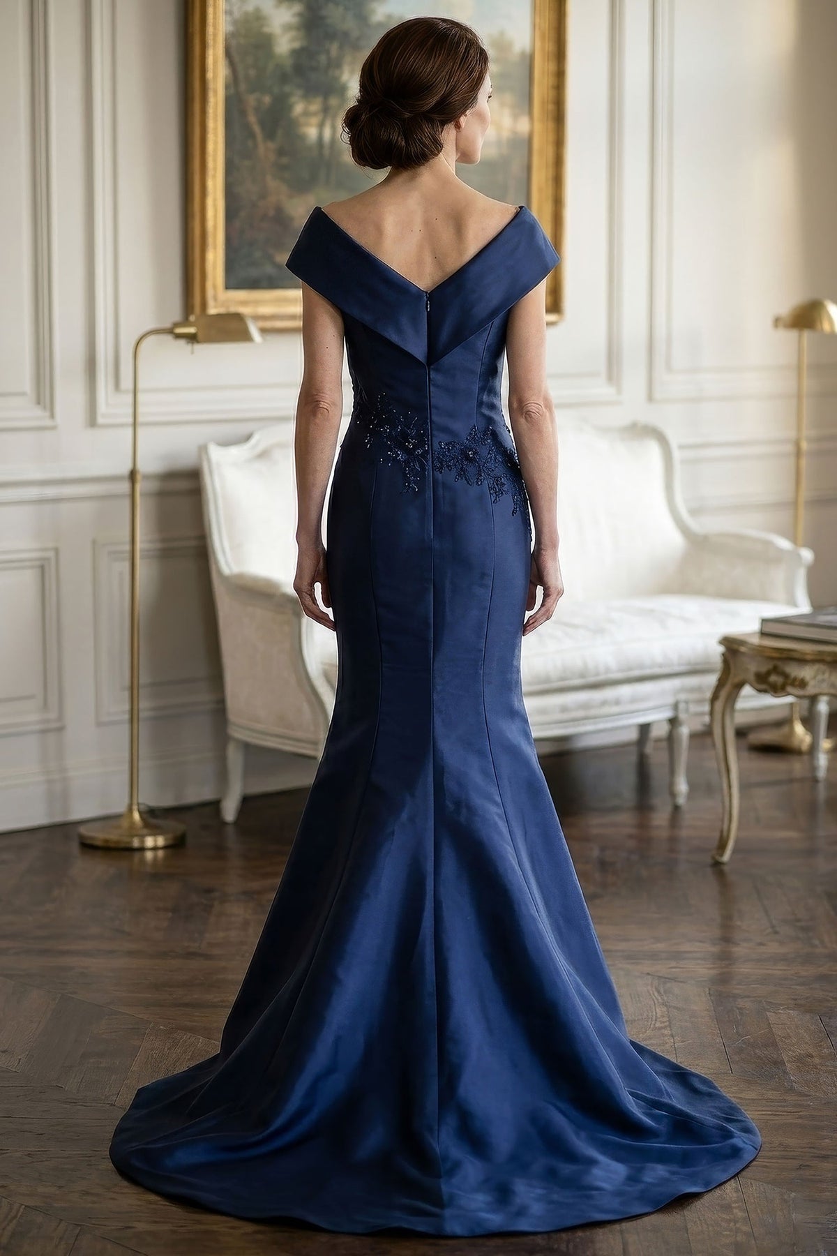 MGNY By Mori Lee 2070053 - Beaded Floral Surplice V-Neck Evening Gown