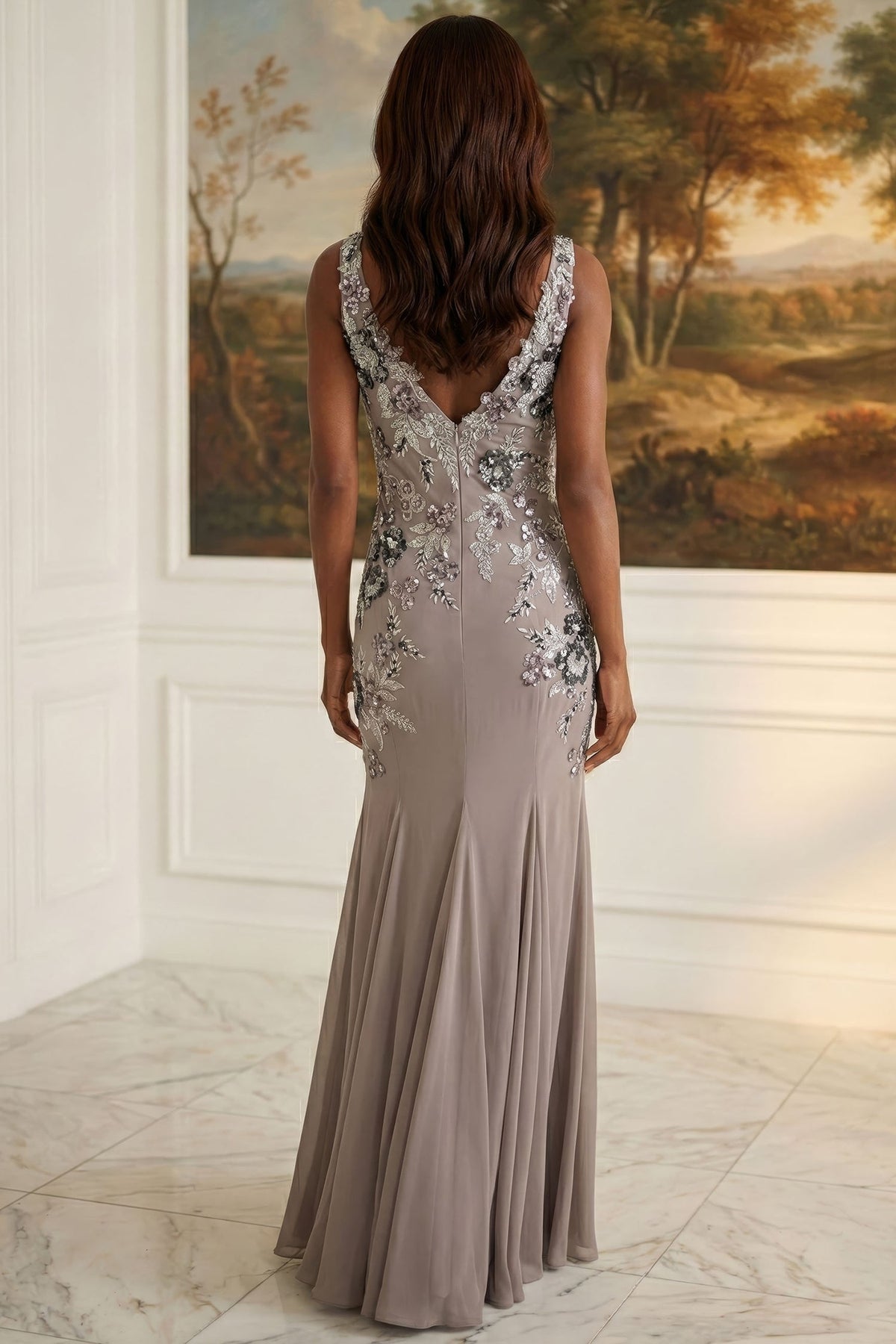 MGNY By Mori Lee 2070055 - Sequin Floral Embroidered Evening Gown