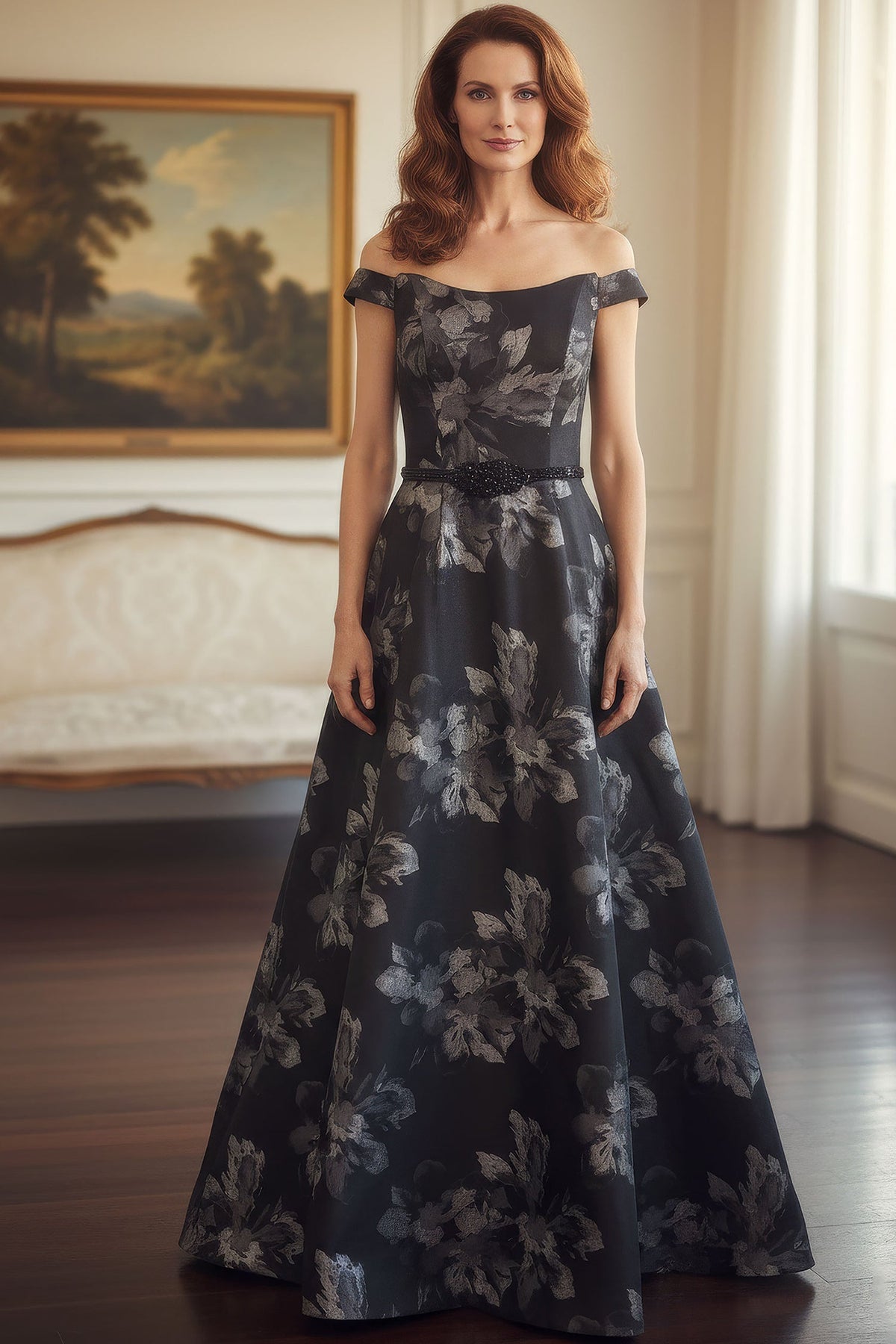 MGNY By Mori Lee 2070064 - Floral Brocade A-Line Evening Gown