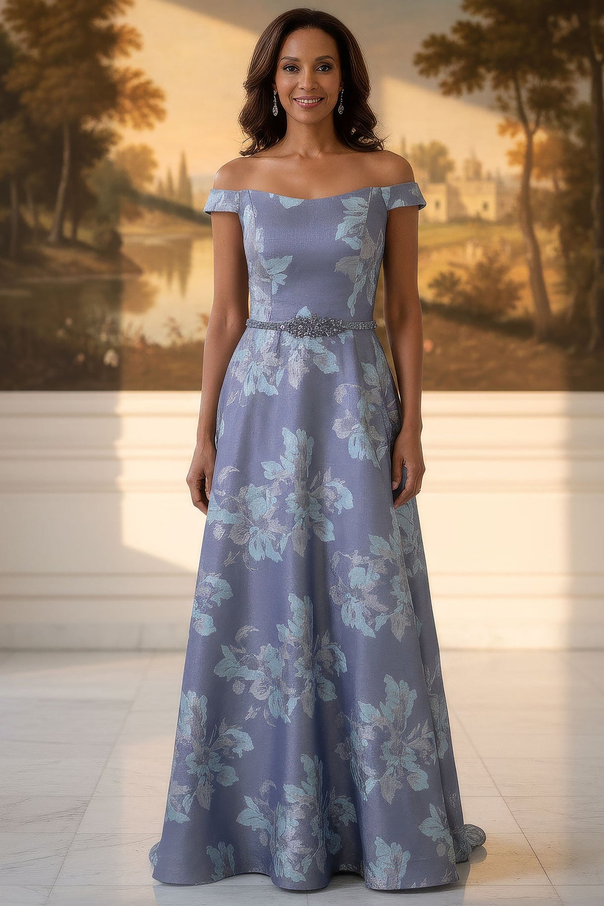 MGNY By Mori Lee 2070064 - Floral Brocade A-Line Evening Gown