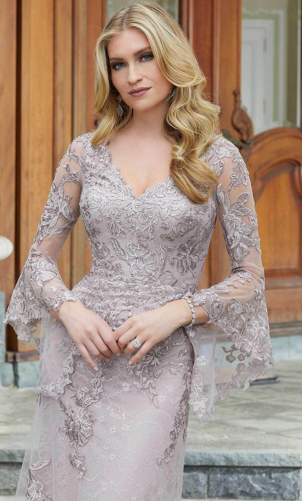 MGNY By Mori Lee 72719 - Square Neck Embroidered Sheath Gown