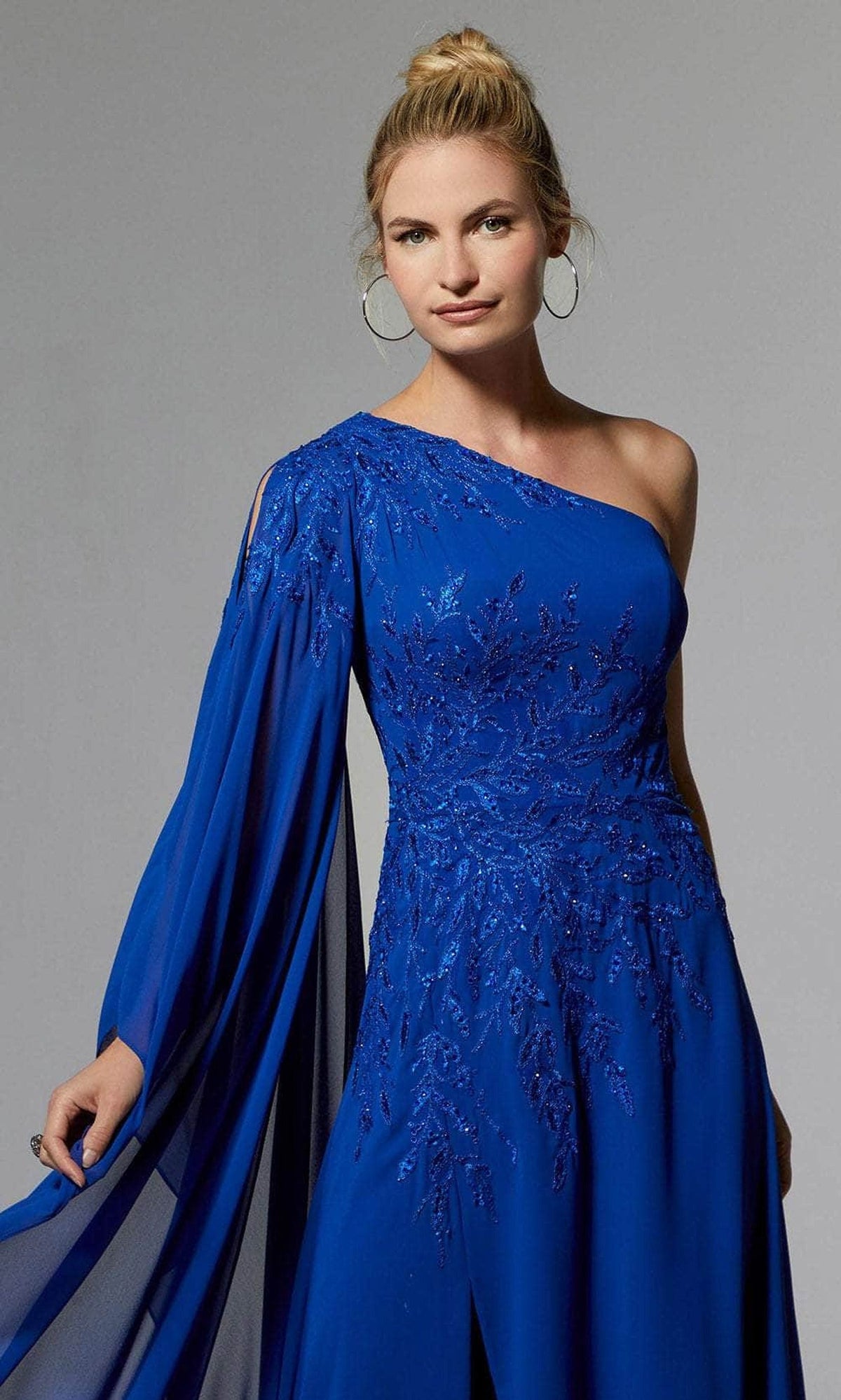 MGNY By Mori Lee 72904 - One Shoulder Chiffon Evening Dress