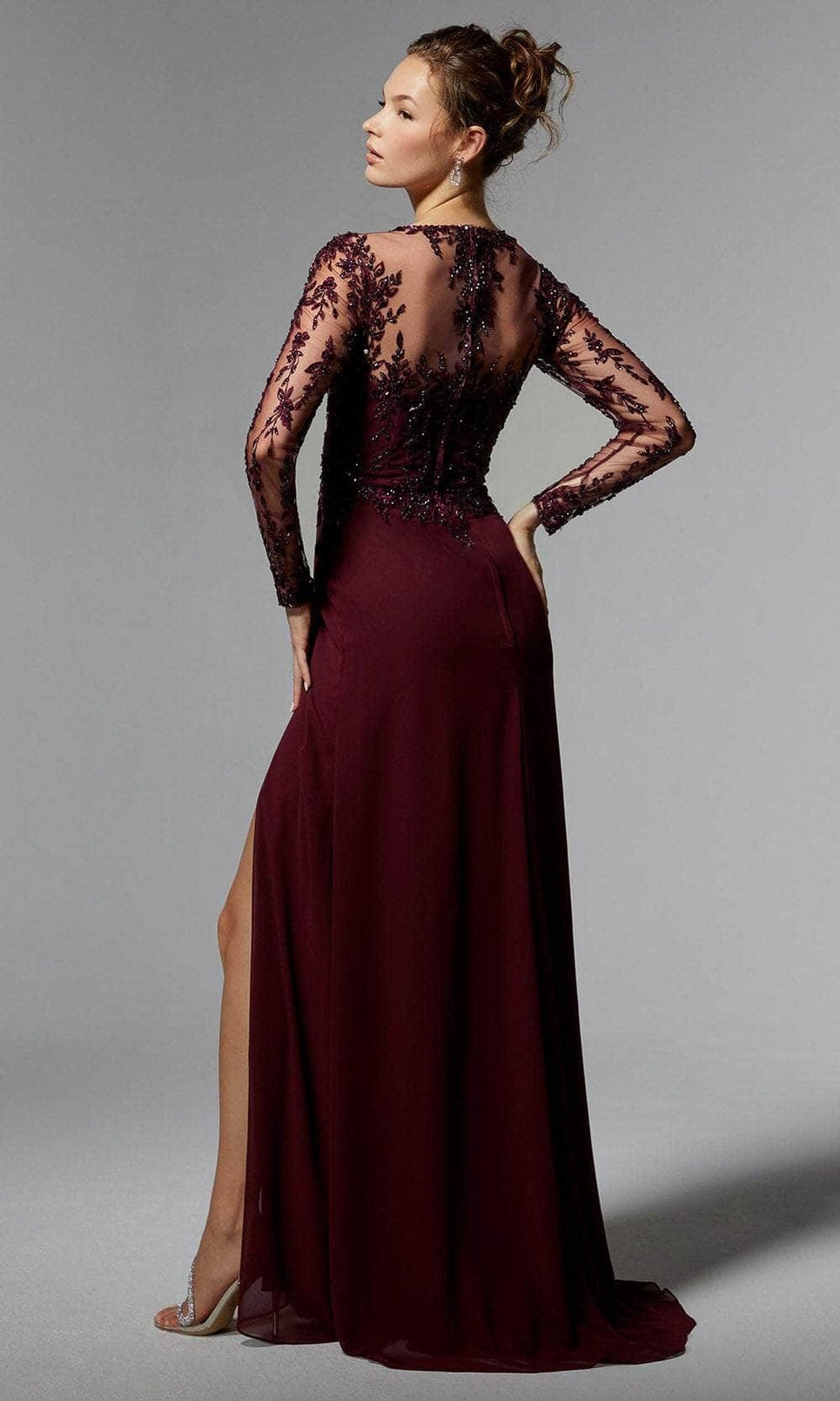 MGNY By Mori Lee 72906 - Embroidered Long Sleeve Evening Dress