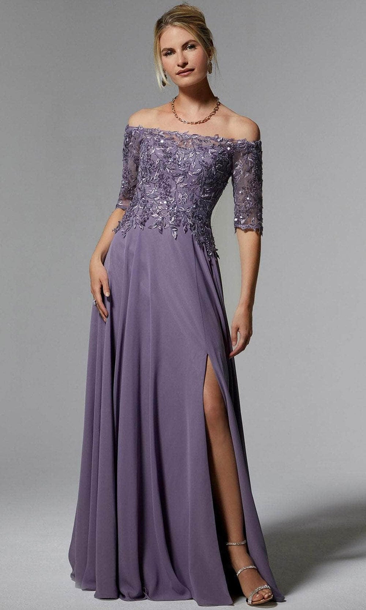MGNY By Mori Lee 72907 - Beaded Off Shoulder Evening Dress