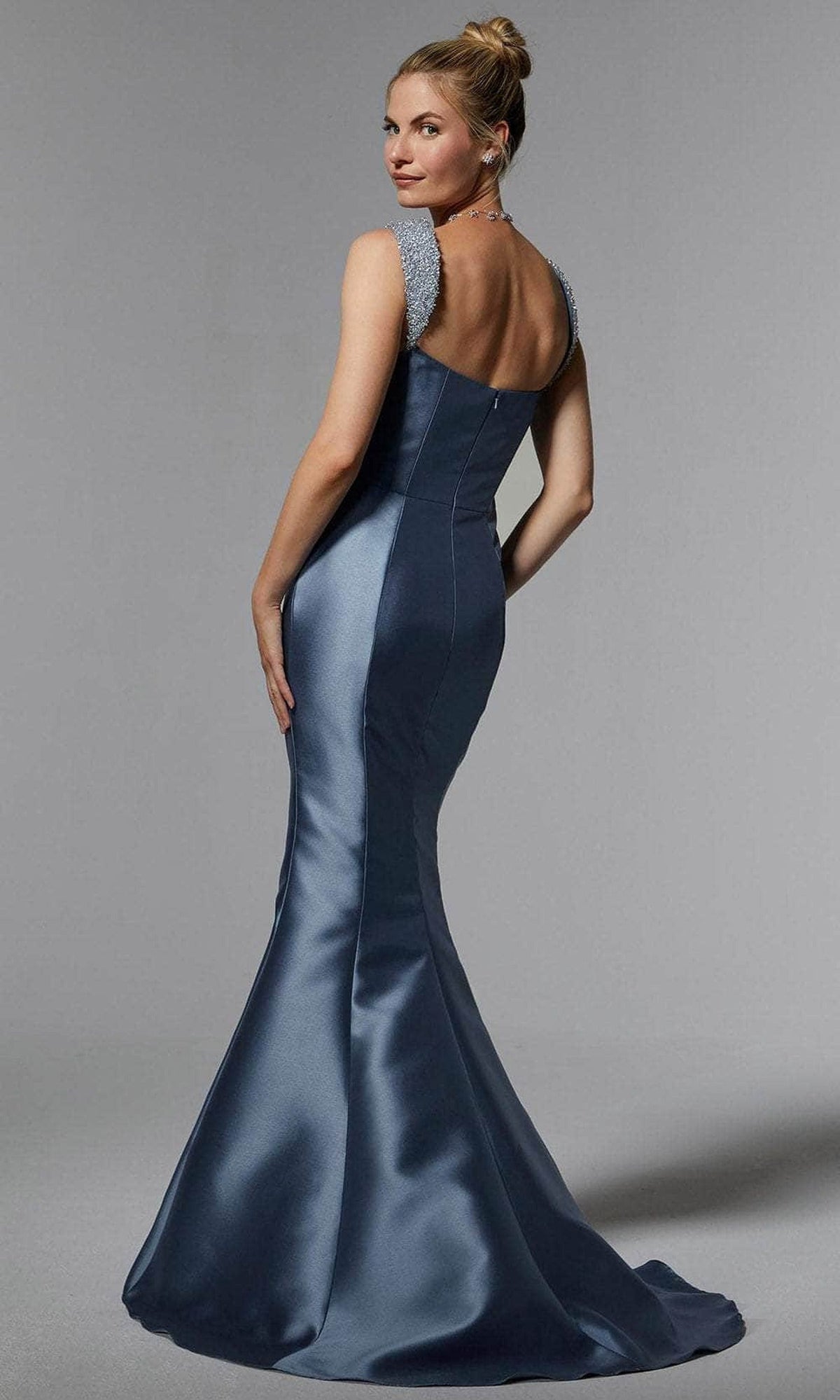 MGNY By Mori Lee 72925 - Bejeweled Satin Evening Gown