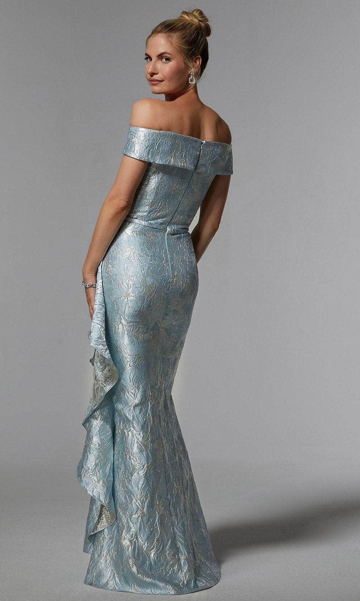 MGNY By Mori Lee 72926 - Metallic Jacquard Evening Dress
