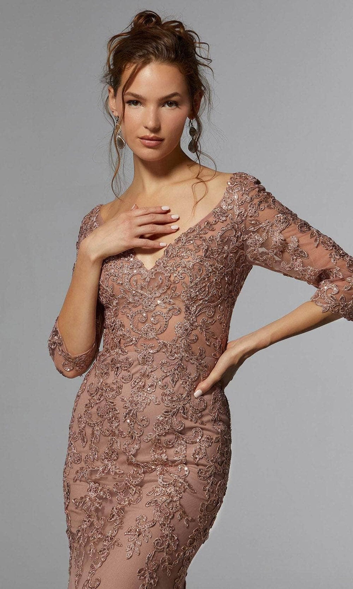 MGNY By Mori Lee 72940 - Frosted Lace Evening Dress
