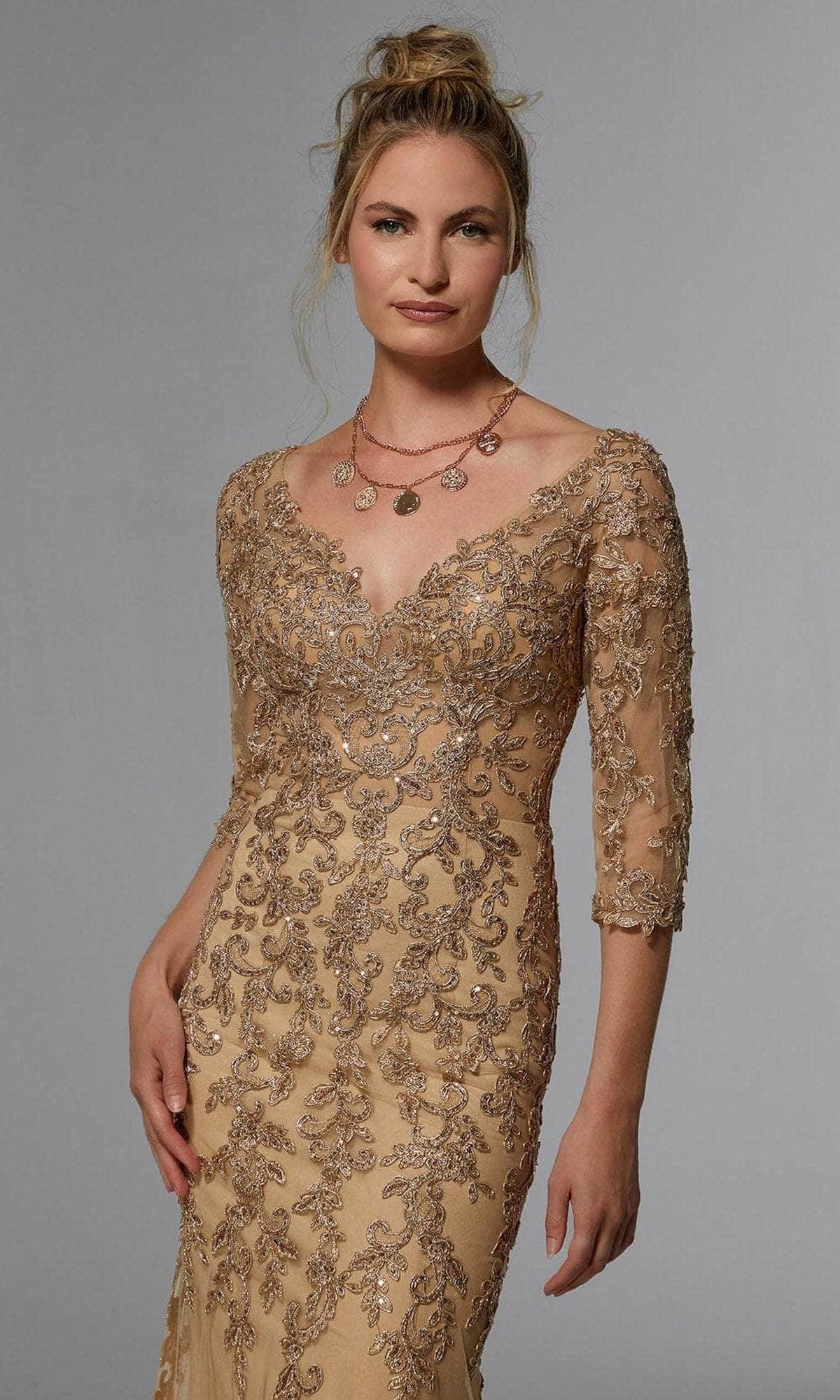 MGNY By Mori Lee 72940 - Frosted Lace Evening Dress