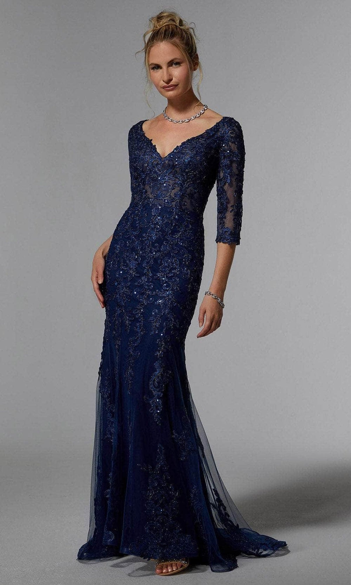 MGNY By Mori Lee 72940 - Frosted Lace Evening Dress