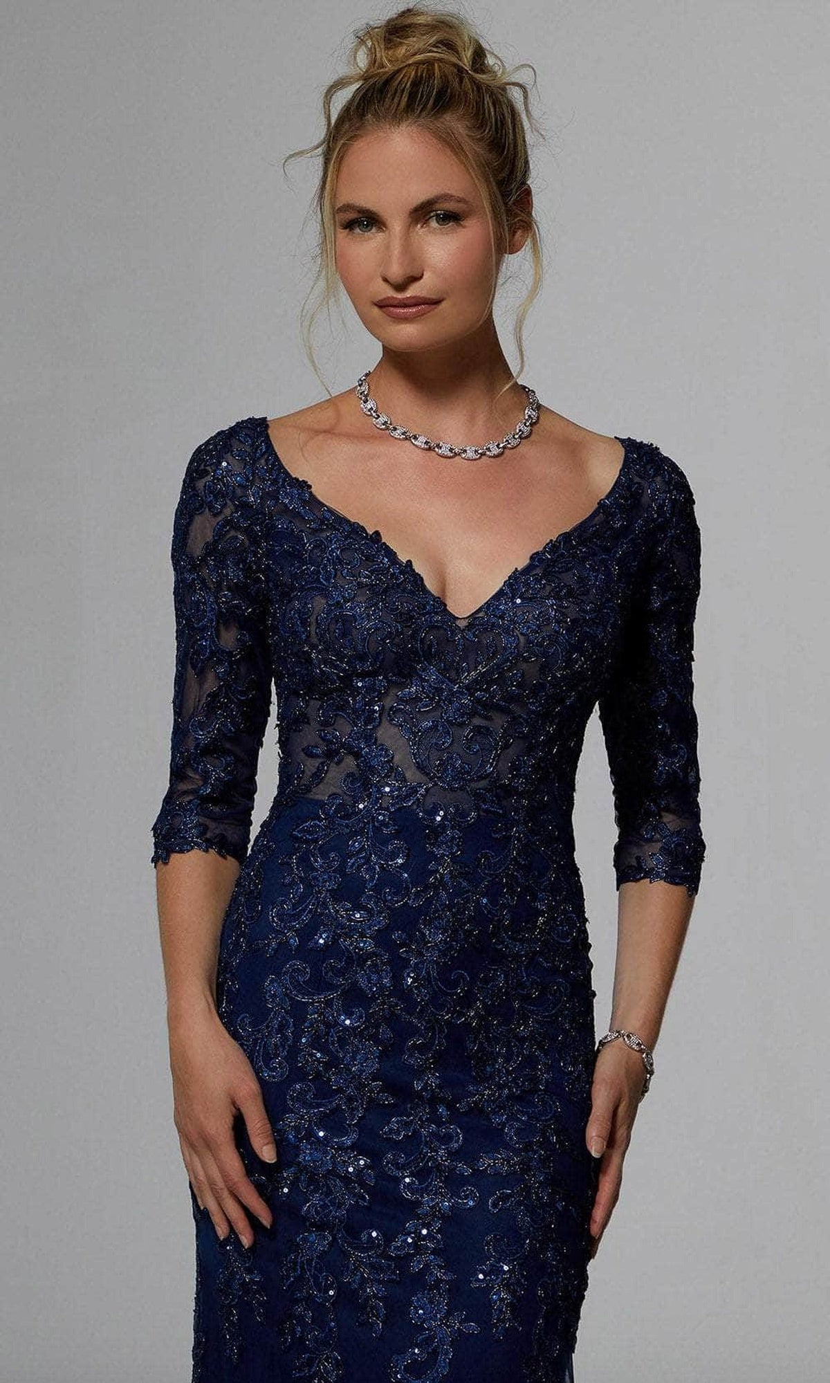 MGNY By Mori Lee 72940 - Frosted Lace Evening Dress